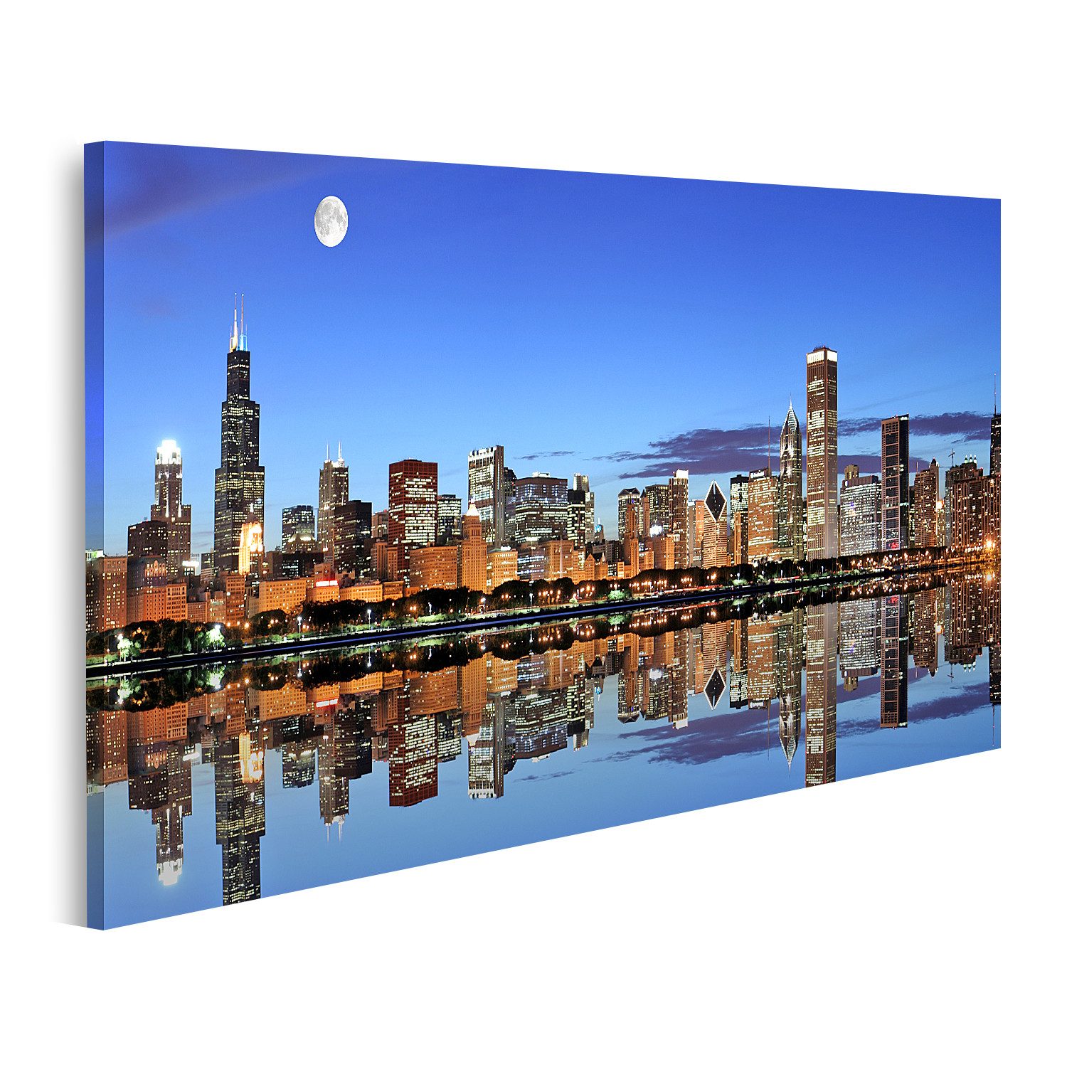 Leinwandbild Chicago im Mondschein Bilder