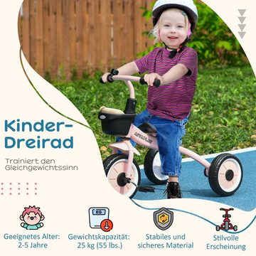 AIYAPLAY Dreirad Kinderfahrrad mit verstellbarer Sitz Laufrad Lauffahrrad, Metall, Rosa, 70.5L x 53B x 58H cm