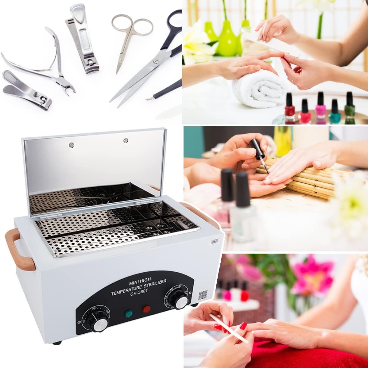 POPOLIC Dampfsterilisator Heißluftsterilisator Desinfektion, 200℃ Trockene Hitze Sterilisator, Hochtemperatur Sterilisator Nagel Werkzeug Sterilisator, 1-tlg., mit Timer und eine Kontrollleuchte, 300W 1.5L, für Friseursalon