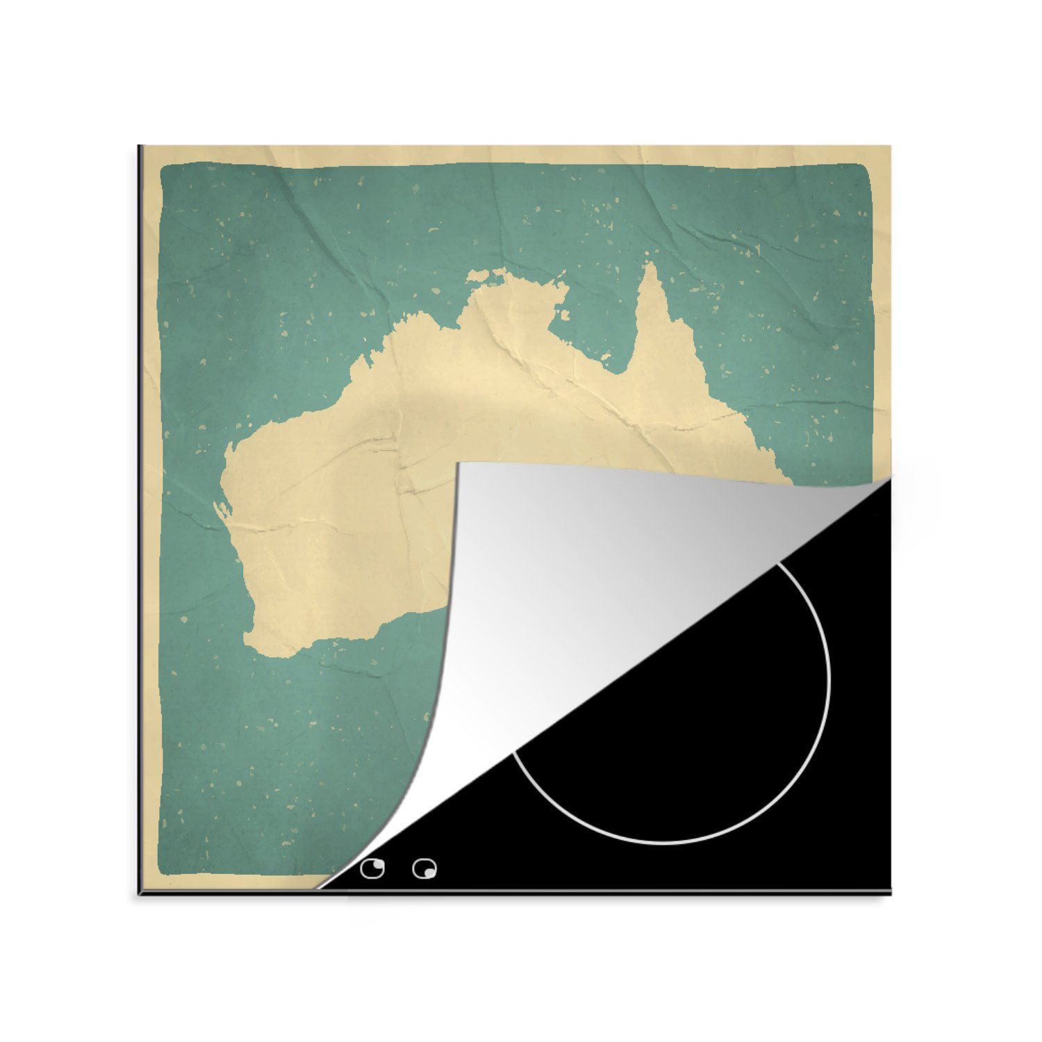 MuchoWow Herdblende-/Abdeckplatte Eine Illustration einer Arbeitsplatte cm, für küche 78x78 tlg), Karte von Canberra, (1 Australien Vinyl, Ceranfeldabdeckung, und
