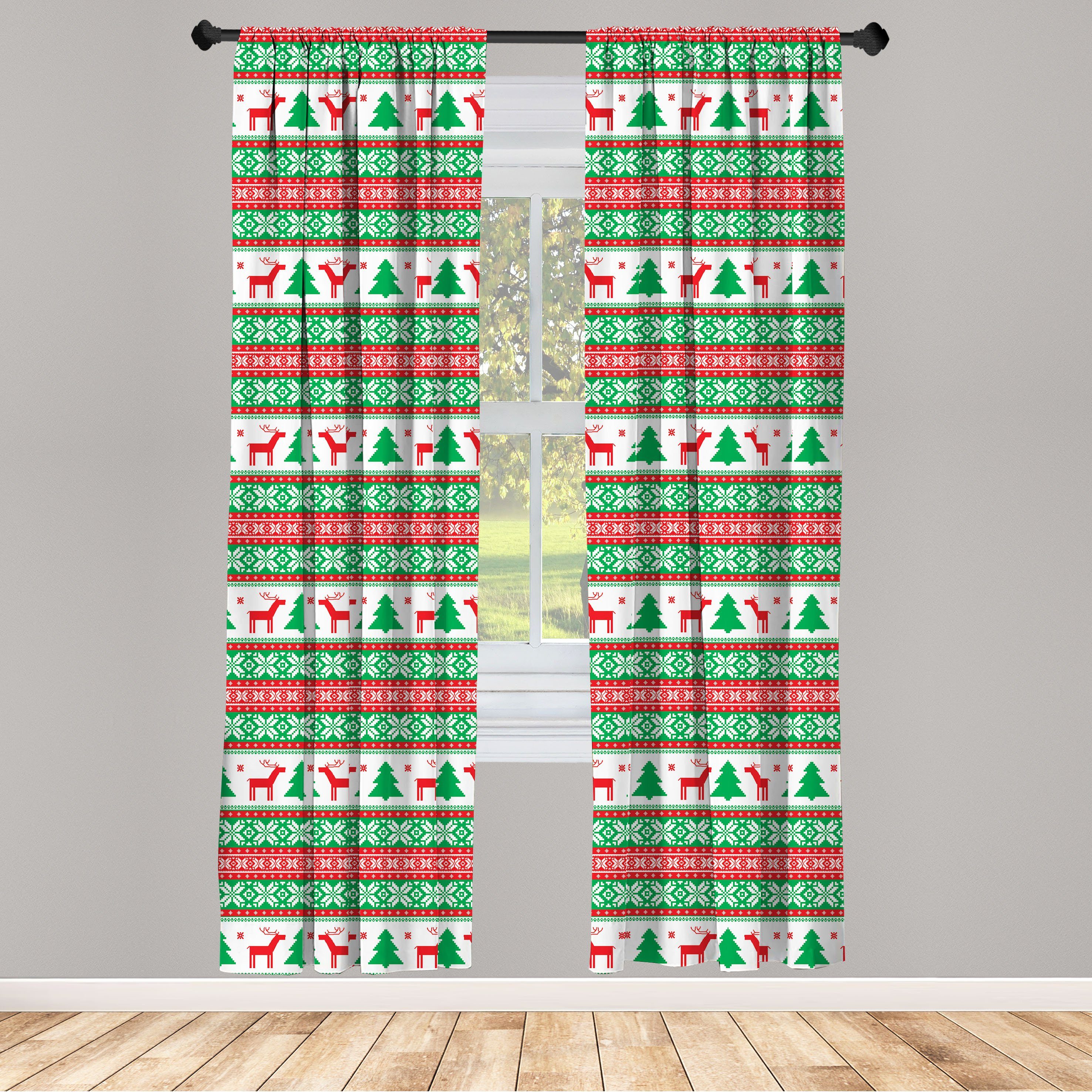 Gardine Vorhang für Wohnzimmer Schlafzimmer Dekor, Abakuhaus, Microfaser, Weihnachten Ferienzeit Deer
