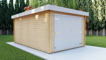 Finn Art Blockhaus Garage Holzgarage Schweden 51 mit Holztor natur, Einzelgarage aus Holz