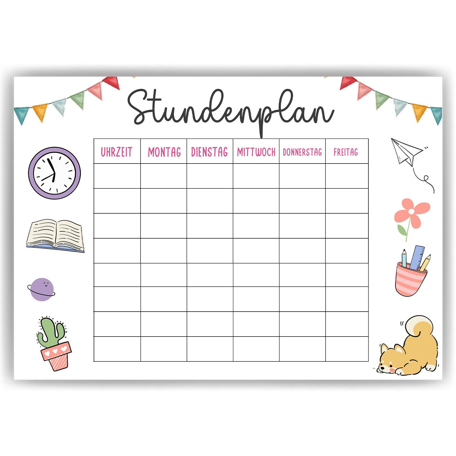 Tigerlino Poster Stundenplan Grundschule Schulkind Einschulung Geschenk Schulanfang