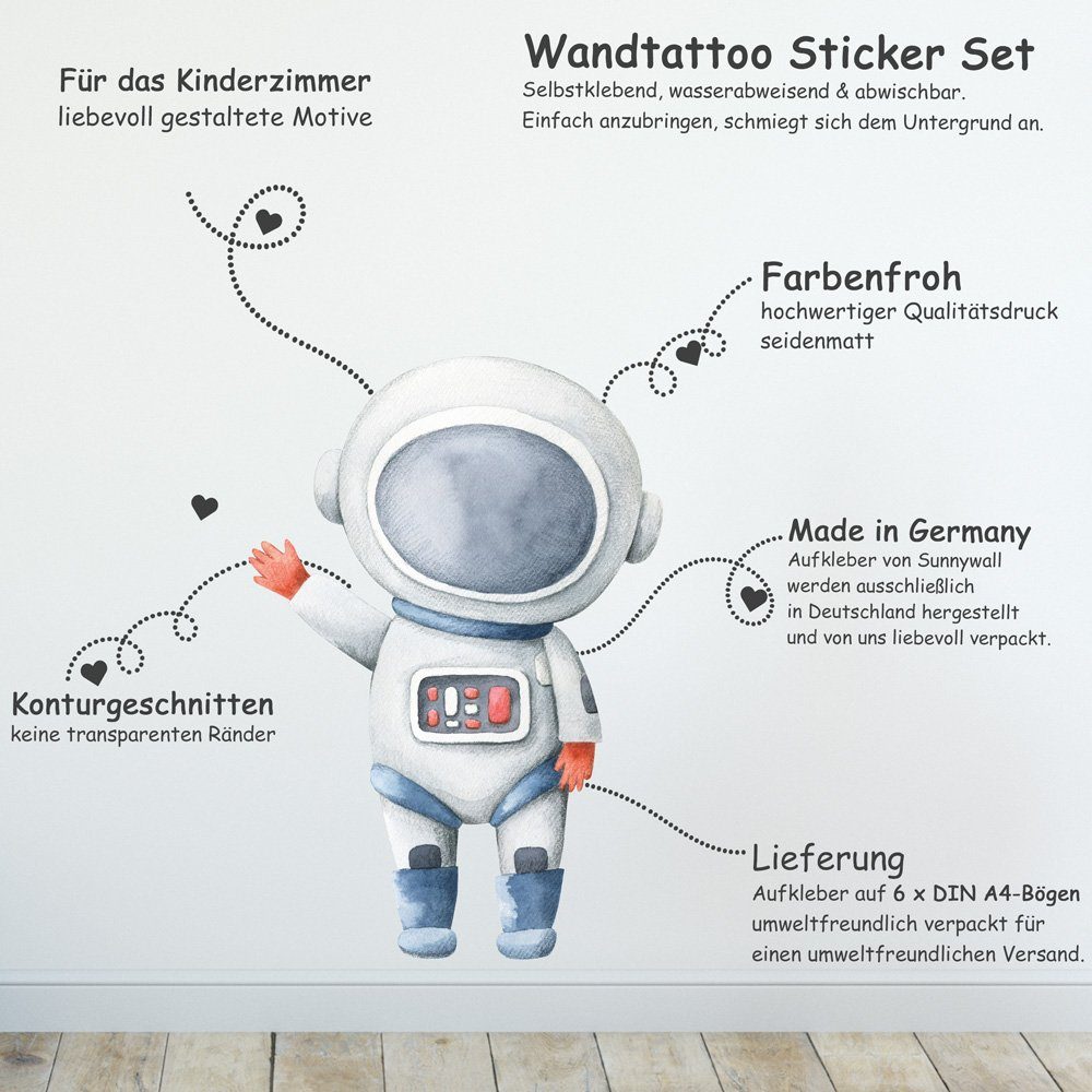 Sunnywall Wandtattoo Astronaut - Wandtattoo Kinderzimmer günstig online kaufen