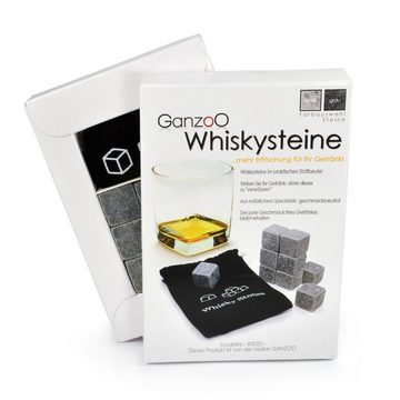 Ganzoo Eiswürfel-Steine Whisky-Steine 9er Set aus natürlichem Speckstein,Drinks "on the rocks"