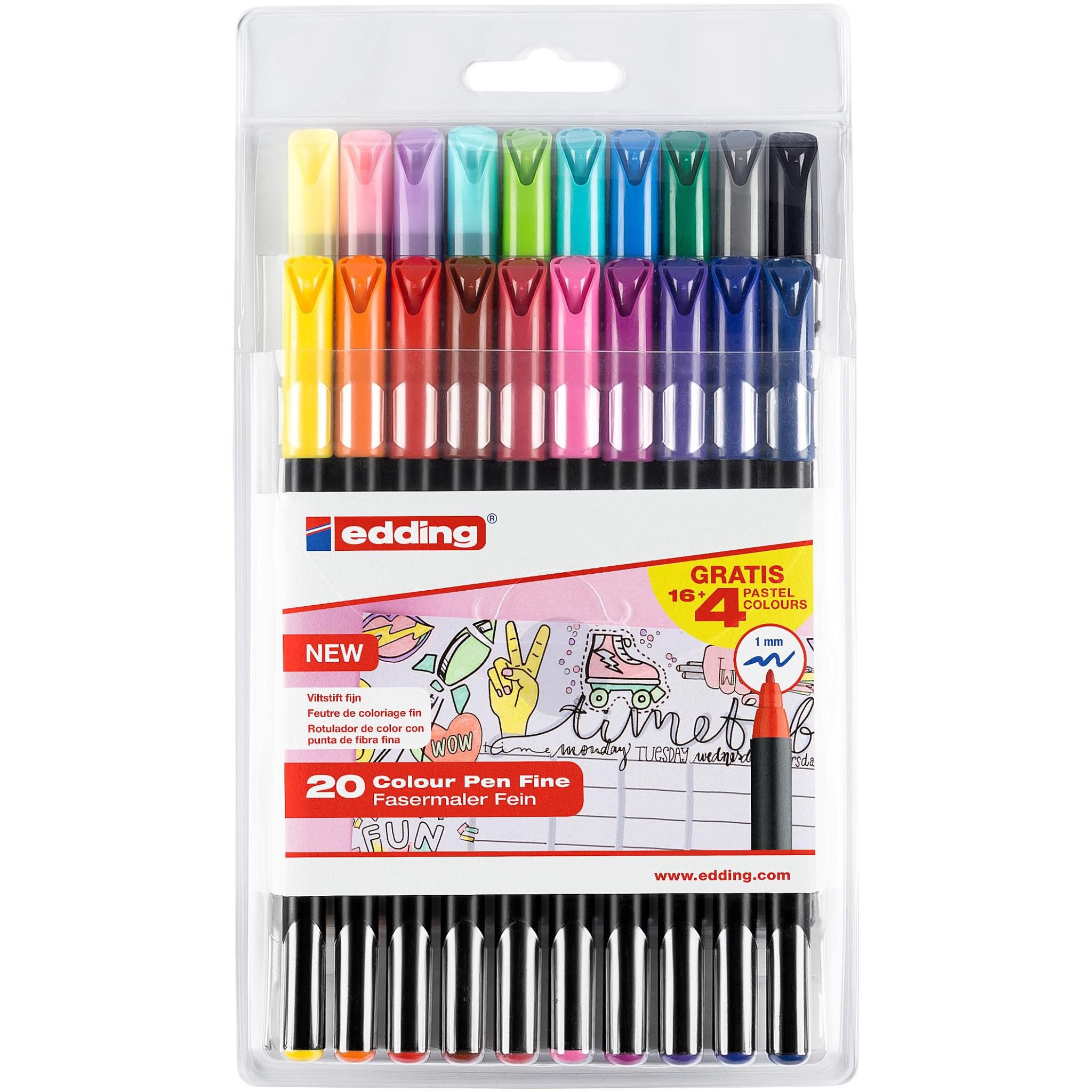 edding Malstift Edding Fasermaler fein 1200 20er-Set sortiert pastellfarben BTS