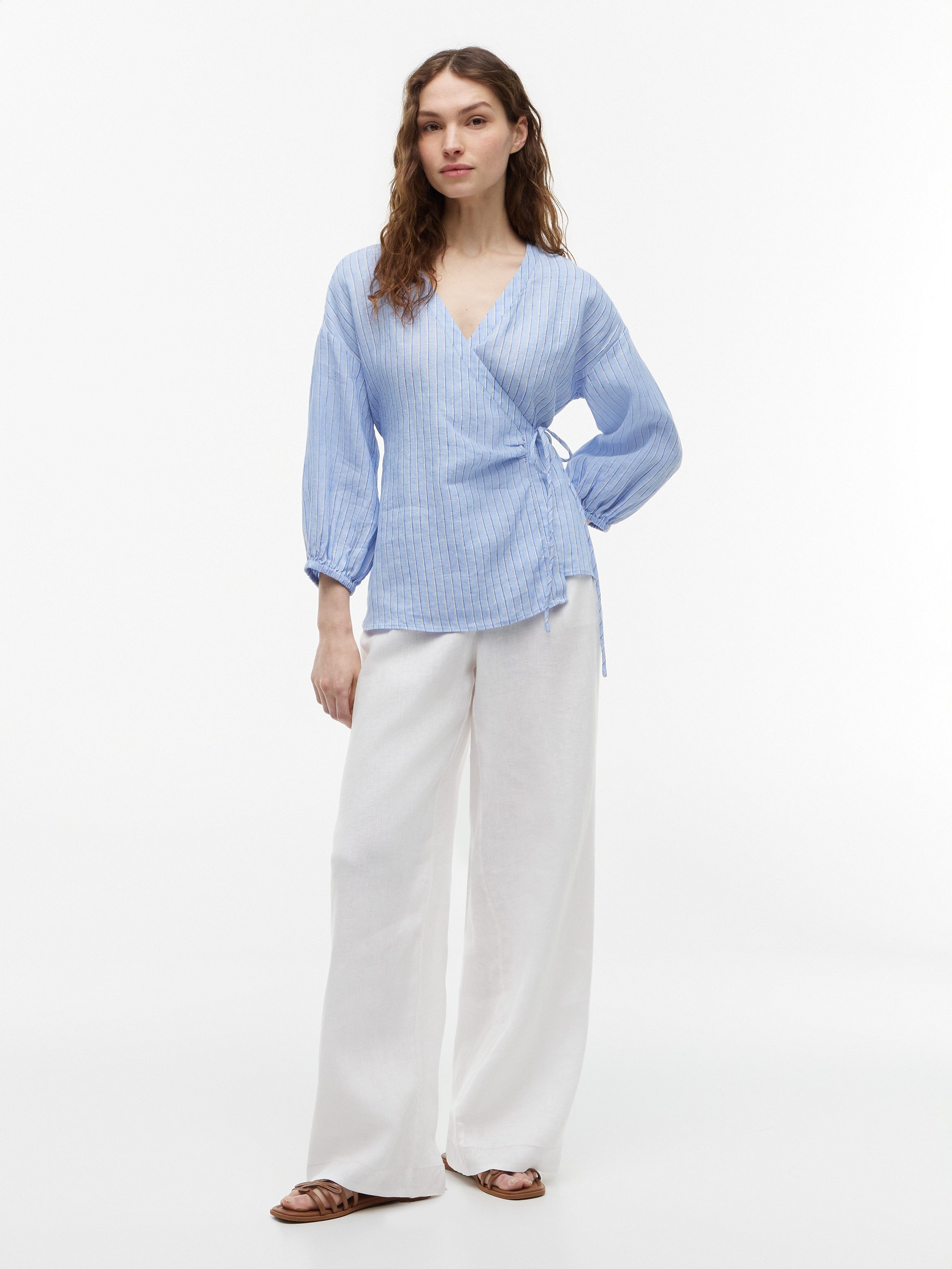Tommy Hilfiger Wickelbluse SUMMER LINEN WRAP TIE BLOUSE Leinen – Bild 4 von 5
