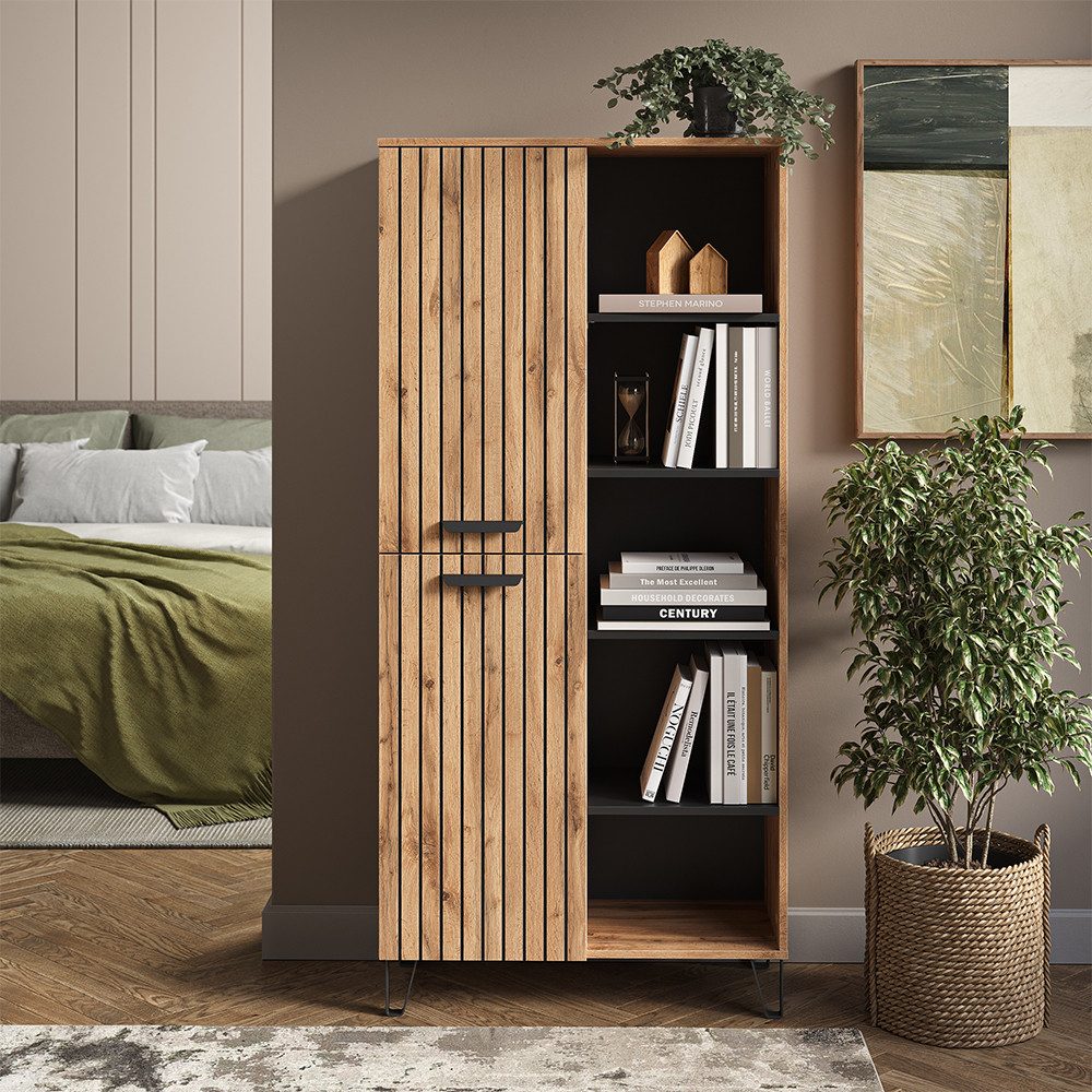 Vicco Garderoben-Set Amber, Eiche Wotan, 80 x 172 cm mit 5 Fächern, (1-St)