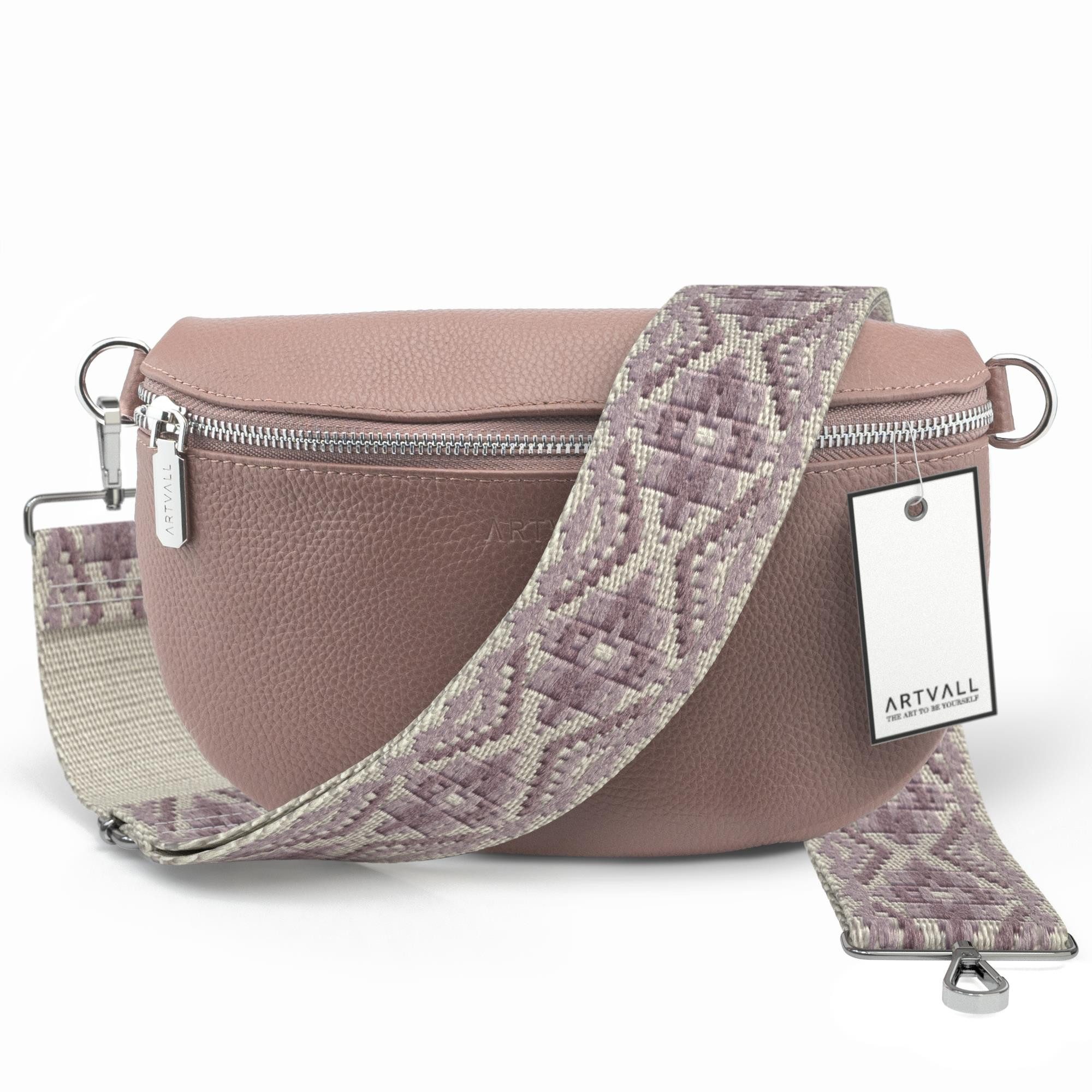 Umhängetasche Echtleder Handtasche Brusttasche Crossbody Rosé