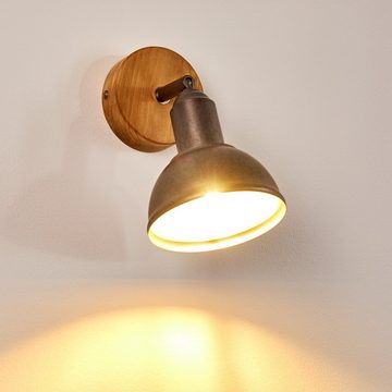 hofstein Wandleuchte »Mura« verstellbare Wandlampe aus Metall/Holz in Grau/Braun, ohne Leuchtmittel, 1xE14, Wandspot im Retro/Vintage Design