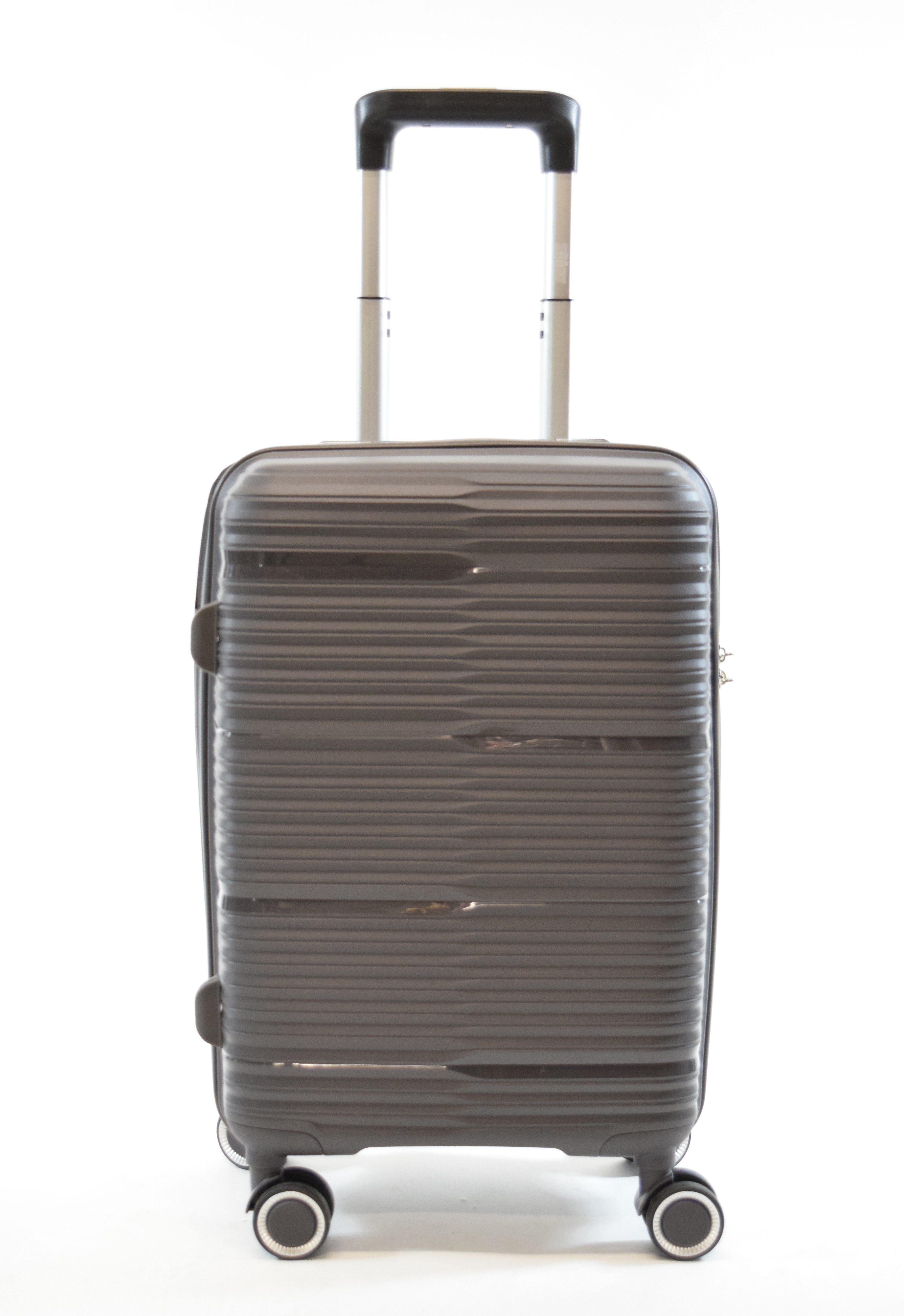 Zimmert Leather Hartschalen-Trolley Flightourer, 4 Schloss Grau, stone Bruchsicher, Rollen, TSA versenktes Blau, Polypropylen