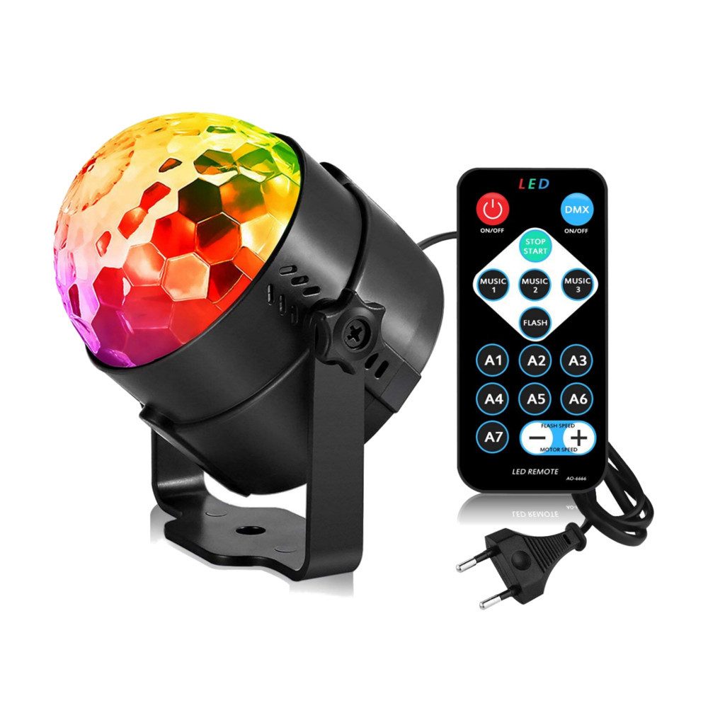 Trade-Shop LED Discolicht Party Licht Discokugel Lichteffekte für Partys, Hochzeit, Geburtstagsf, Rot, Grün, Blau, Rot & Grün, Blau & Grün, Rot & Blau, alle Farben gemischt, 3 verschiedene Modi: Automatik, Musik, Flash / insgesamt 7 Farbmodi