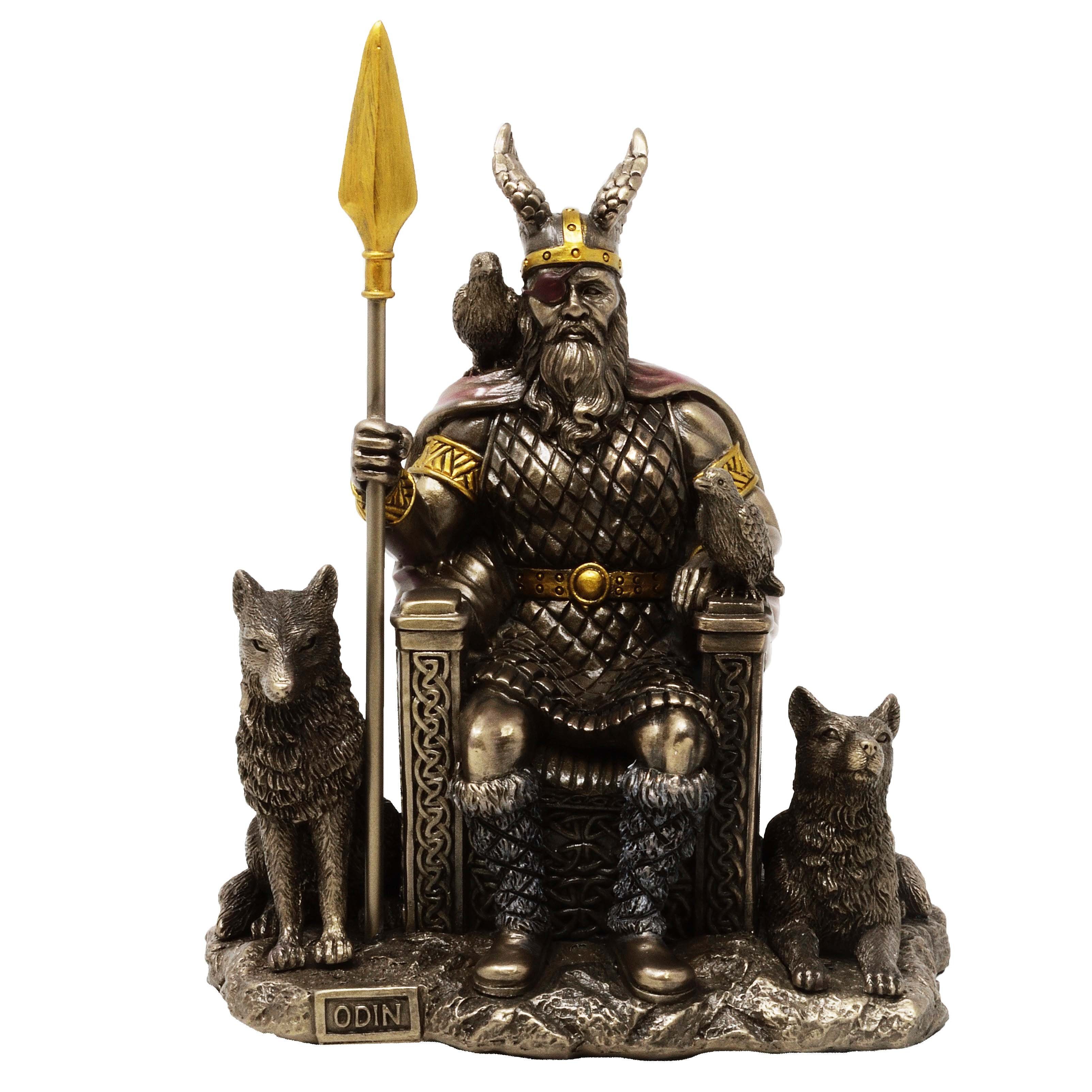 MystiCalls Dekofigur Nordischer Gott Odin sitzend bronziert - Gott, Gottvater, Mythologie (1 St), Sammelfigur, Sammlerfigur, Designerfigur, Dekofigur, Dekorationsobjekt