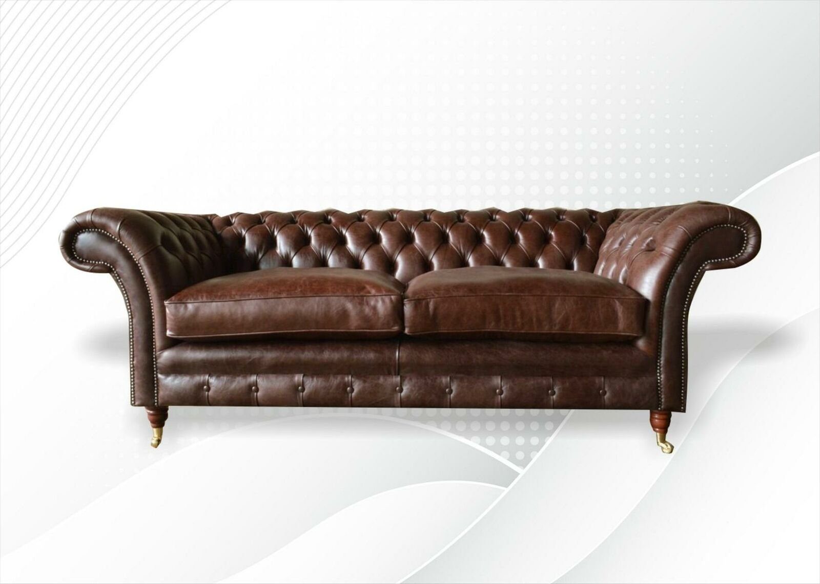 JVmoebel Chesterfield-Sofa Luxus Braune Chesterfield Couch Wohnzimmermöbel Design, Made in Europe