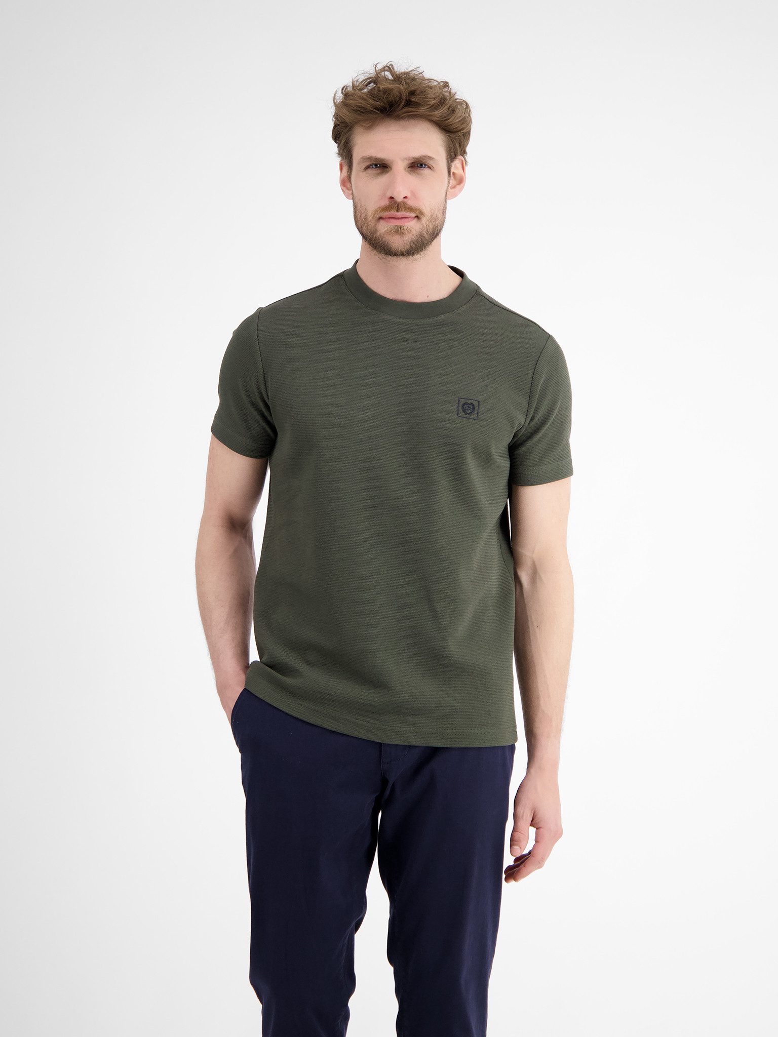 LERROS T-Shirt in Waffel-Piqué und mit Logo-Badge günstig online kaufen