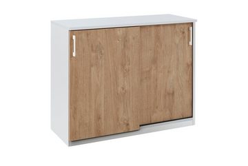 boho office® Schiebetürenschrank be.smart mit 2 Türen in weiß, Front in Eiche mit weißen Griffen