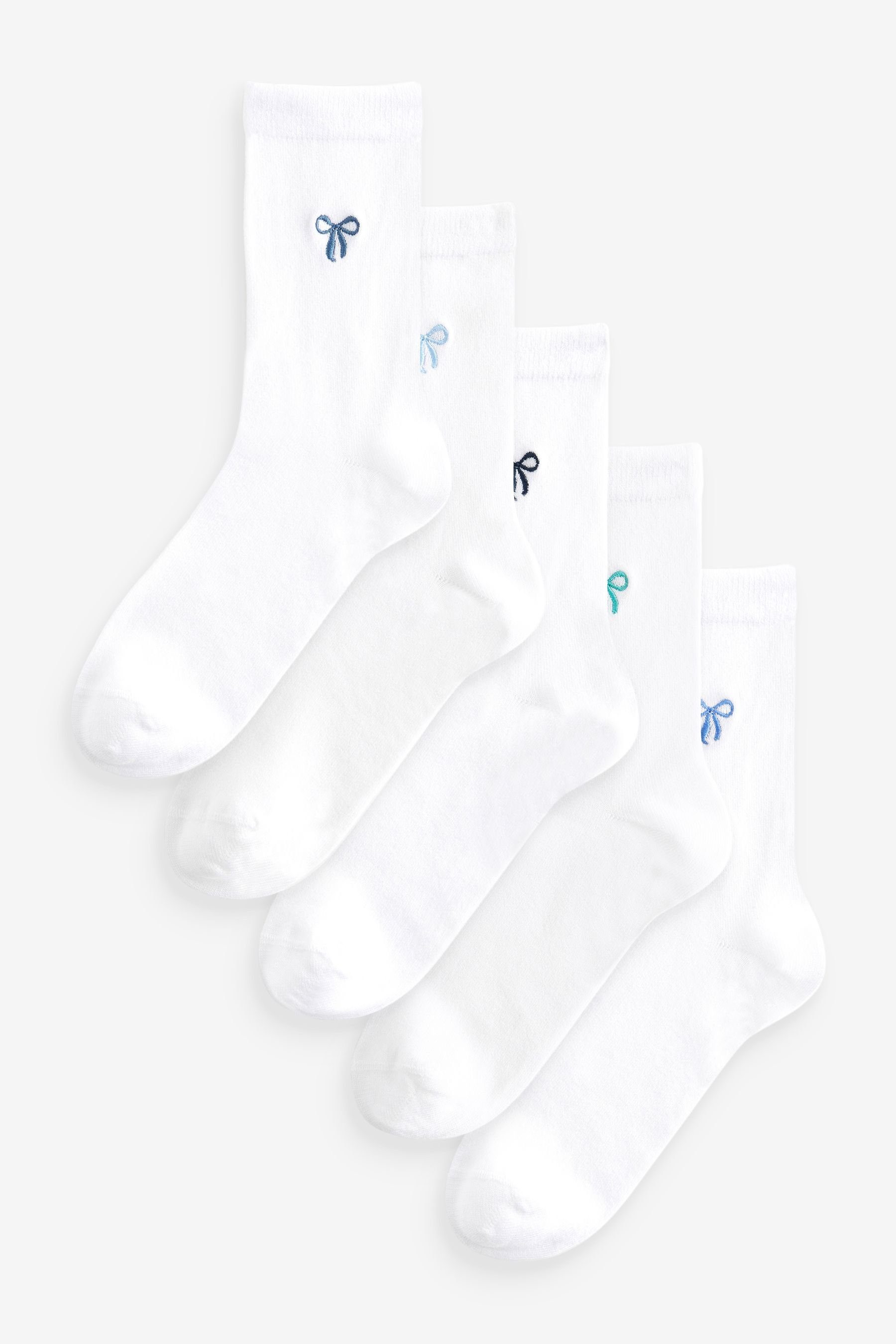 Next Kurzsocken Weiße Söckchen mit Stickerei, 5er-Pack (1-Paar)