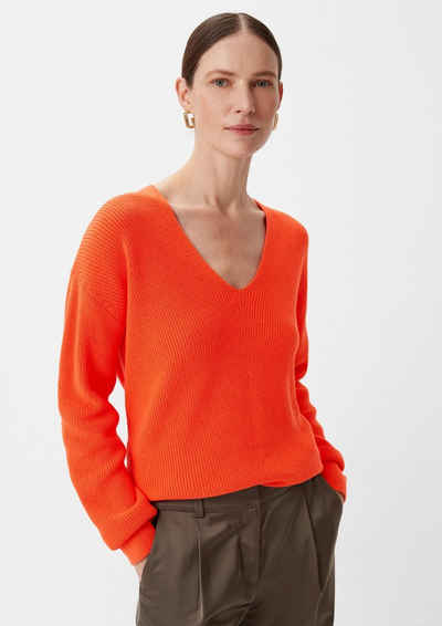 Comma Langarmshirt Strickpullover mit Muster-Detail