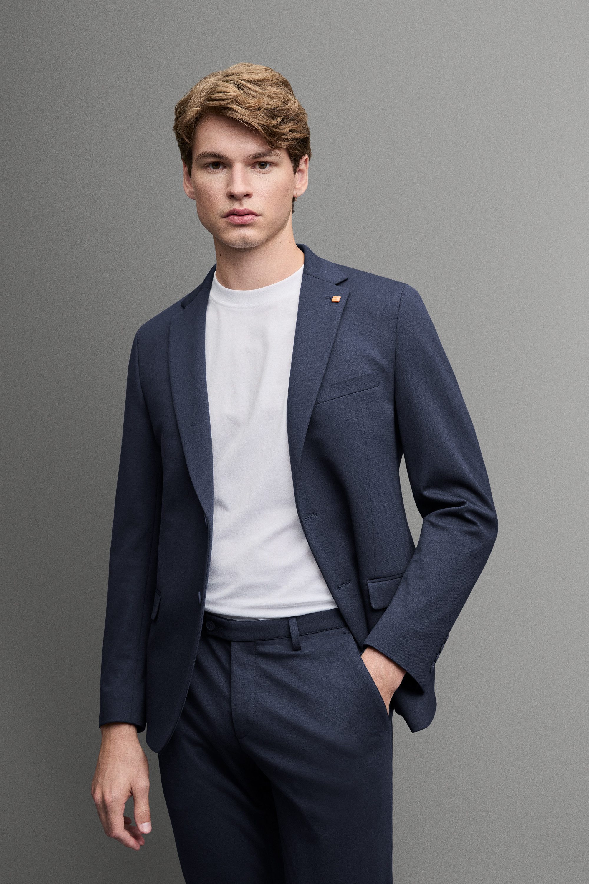 Digel Anzugsakko Anello-ST (1-tlg., Polyester-Viskosemix) Touching Buttons, Abnehmbarer Revers-Pin