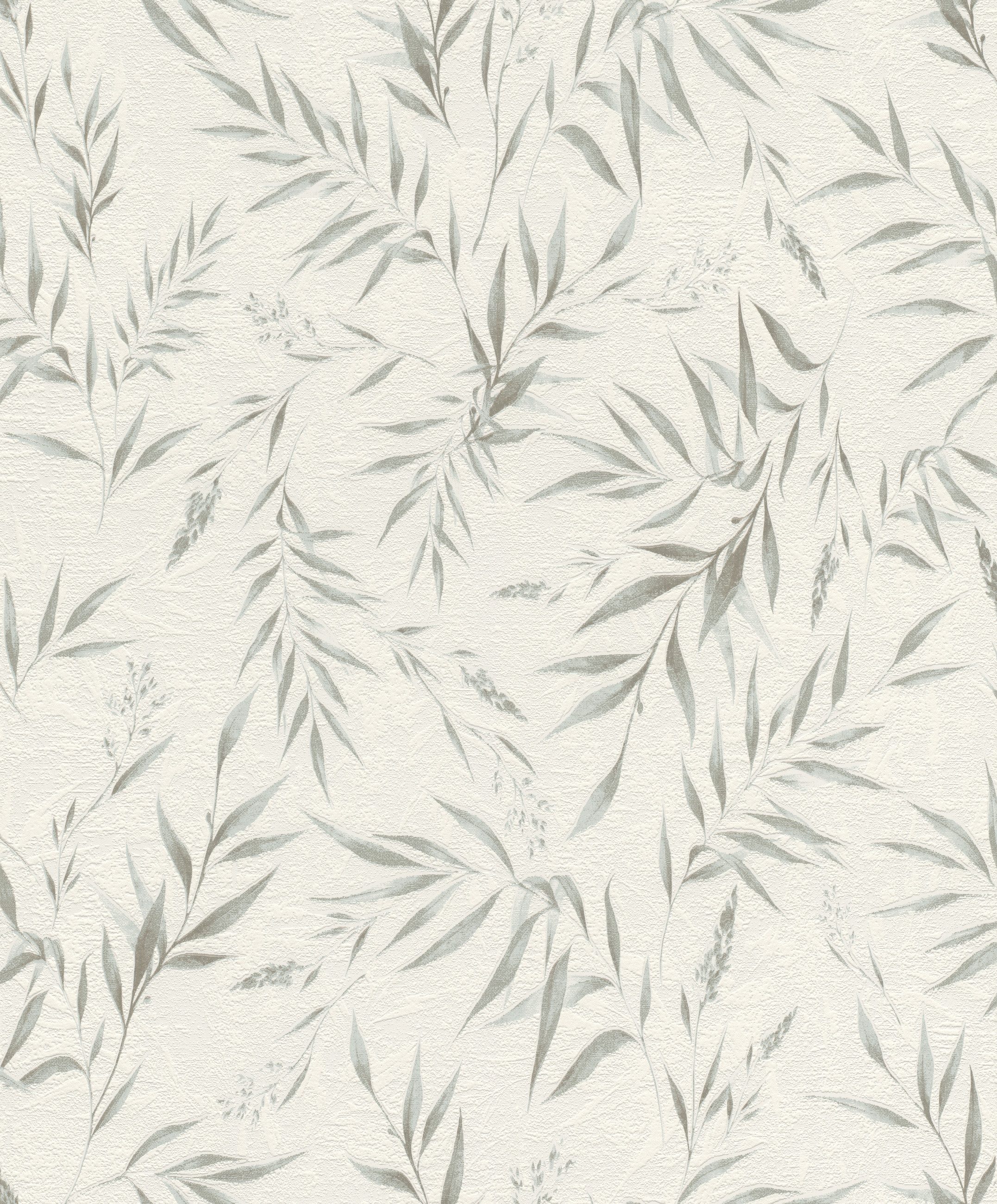 Rasch Vliestapete botanisch mit zarten Blättern und Zweigen in Grün - my moments, strukturiert, natürlich, Strukturmuster, naturalistisch, Ton-in-Ton, (1 Rolle, 1 St), Naturmotiv