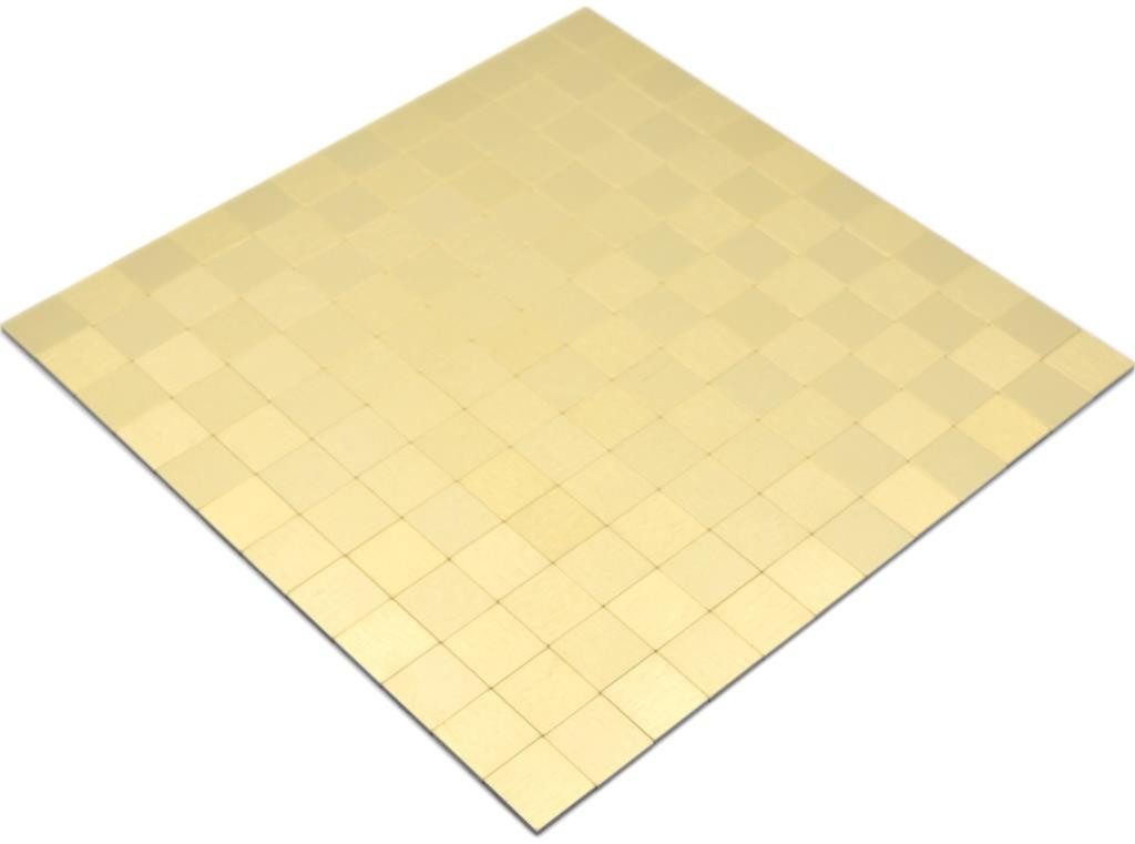 Mosani Mosaikfliesen Selbstklebende Wandfliesen Плиткаspiegel Wanddeko, Aluminium Metall 30.5x30.5, Gold, Spritzwasserbereich geeignet, Küchenrückwand Spritzschutz