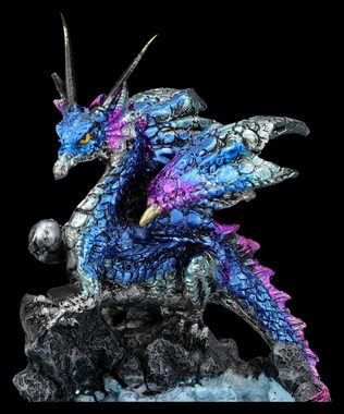 Figuren Shop GmbH Fantasy-Figur Drachen Figur - Blauer Kristallhüter - Fantasy Drachenfigur Edelstein