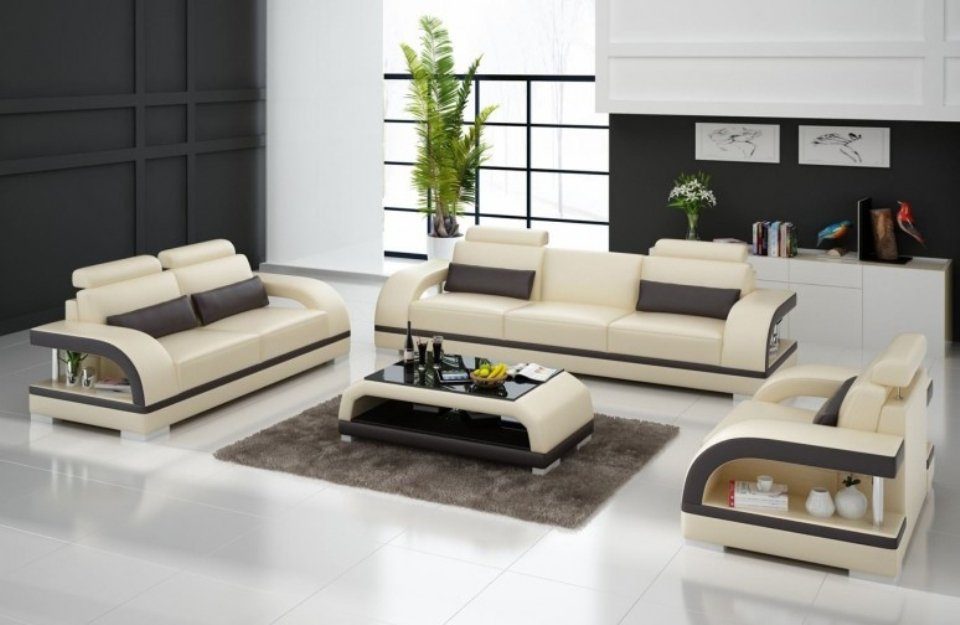 Sofa Designer Made JVmoebel Sofa Couch, Set Garnitur Europe in Sofagarnitur Ledersofa 3+2+1