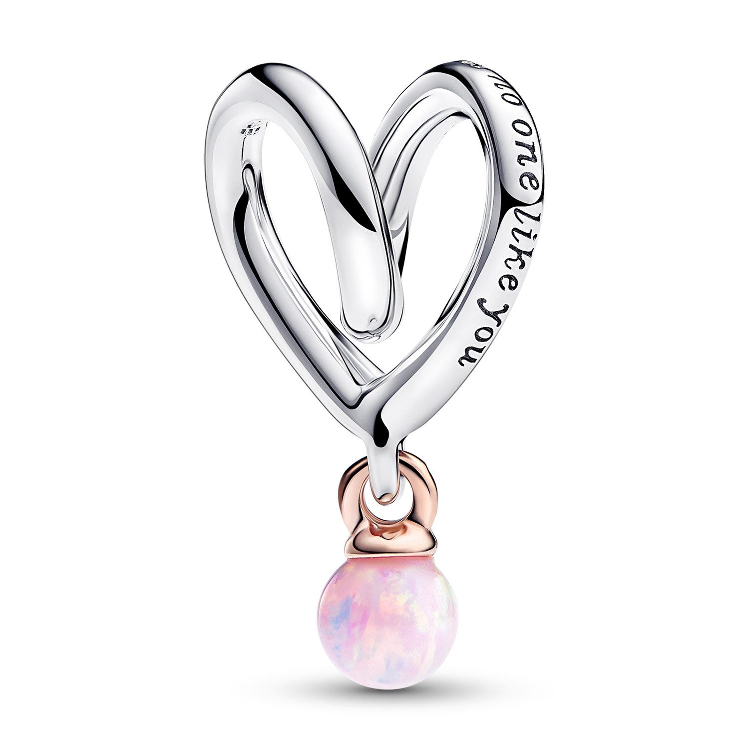 Pandora Herzanhänger Silber Charm Bicolor Eingehülltes Herz