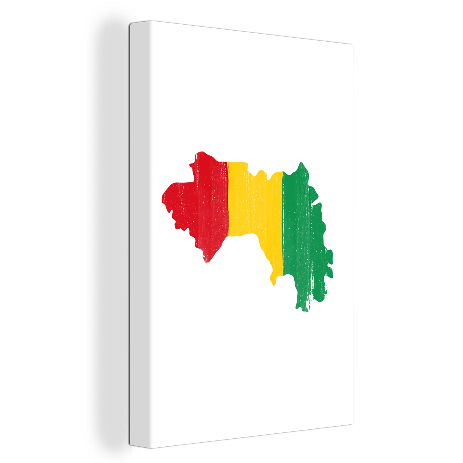OneMillionCanvasses® Leinwandbild Guinea - Karte - Flagge, (1 St), Leinwandbild fertig bespannt inkl. Zackenaufhänger, Gemälde, 20x30 cm