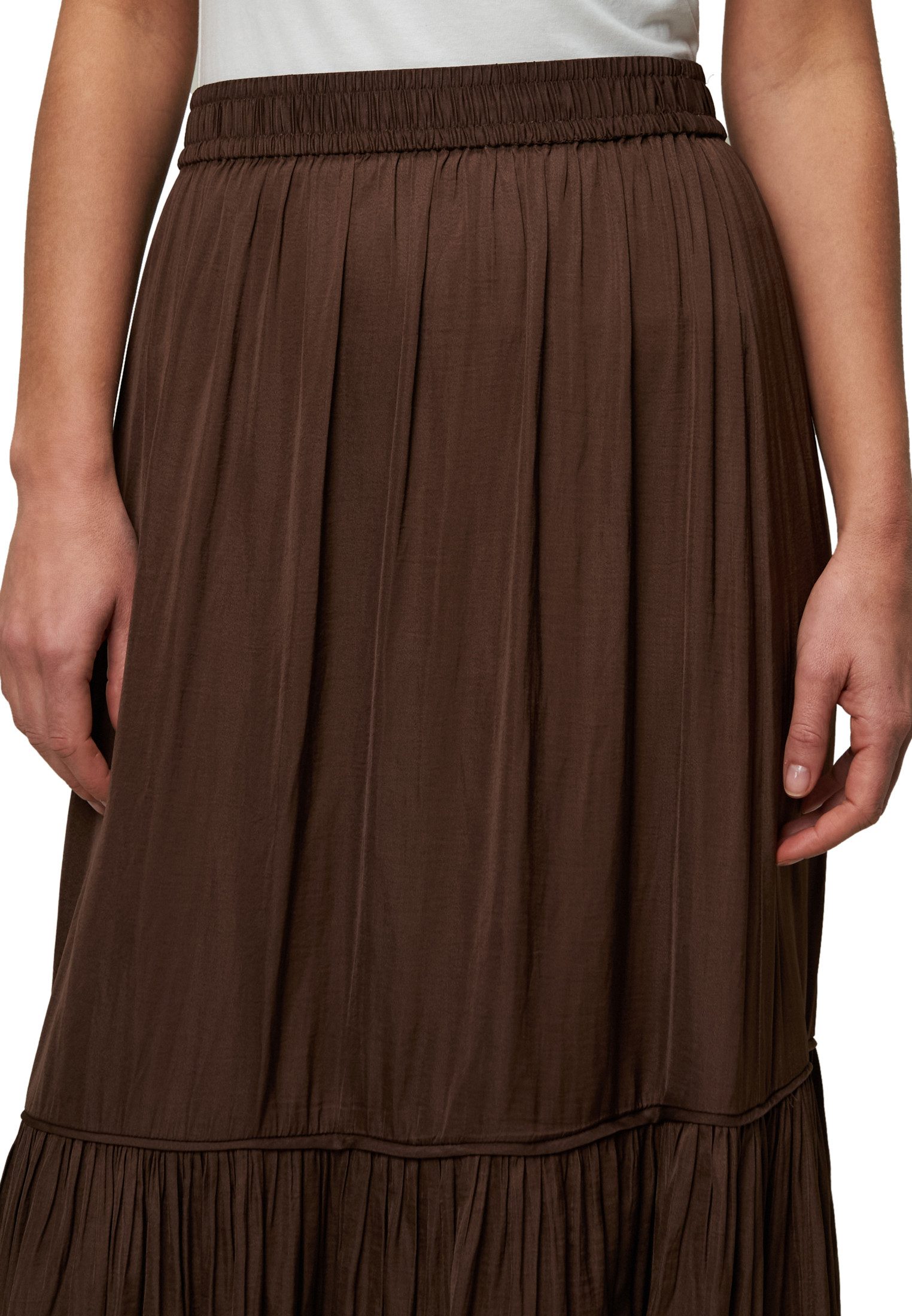 Zero Midirock Damen Satinrock mit Volants Volant