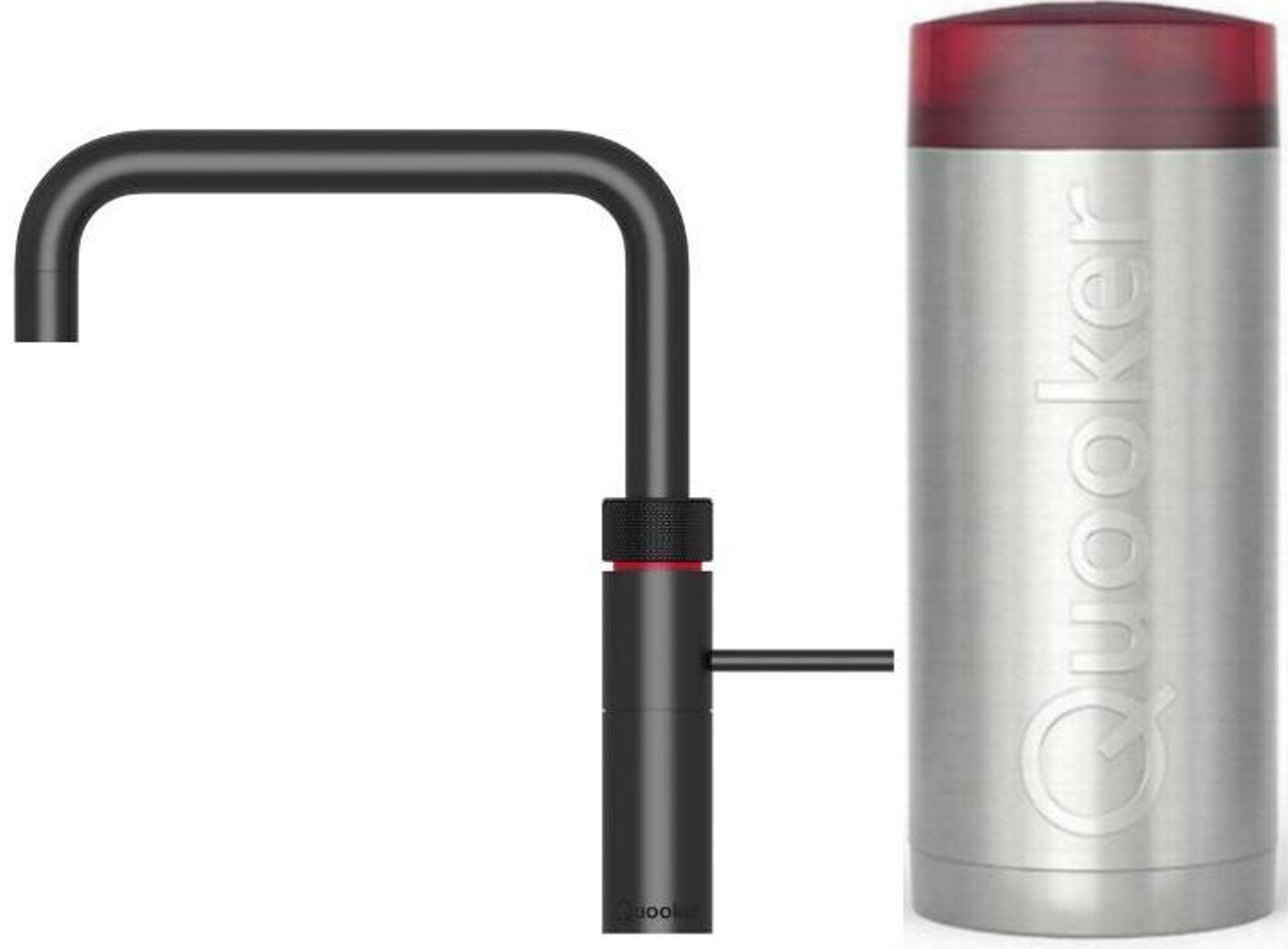 100°C Armatur B QUOOKER 100°C (22FSBLK) FUSION (2-St) Küchenarmatur Schwarz mit Kochendwasserfunktion COMBI Spültischmischer SQUARE QUOOKER