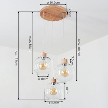 hofstein Pendelleuchte »Pantaniello« Hängeleuchte aus Metall/Glas in Natur/Chromfarben/Klar, ohne Leuchtmittel, runde Pendellampe mit Schirmen Echtglas, E27