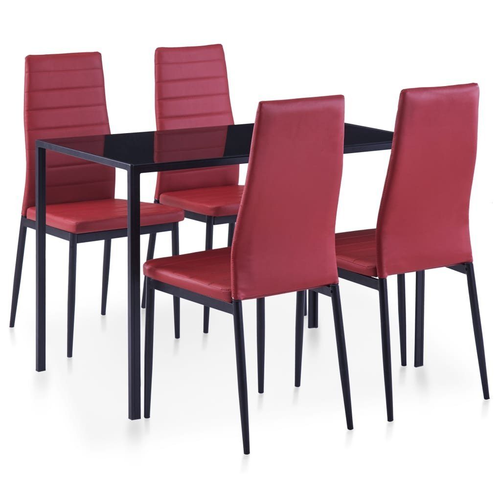 DOTMALL Sitzgruppe Essgruppe (5-tlg), Stabile und leicht, Tisch mit 4 Stühlen Weinrot