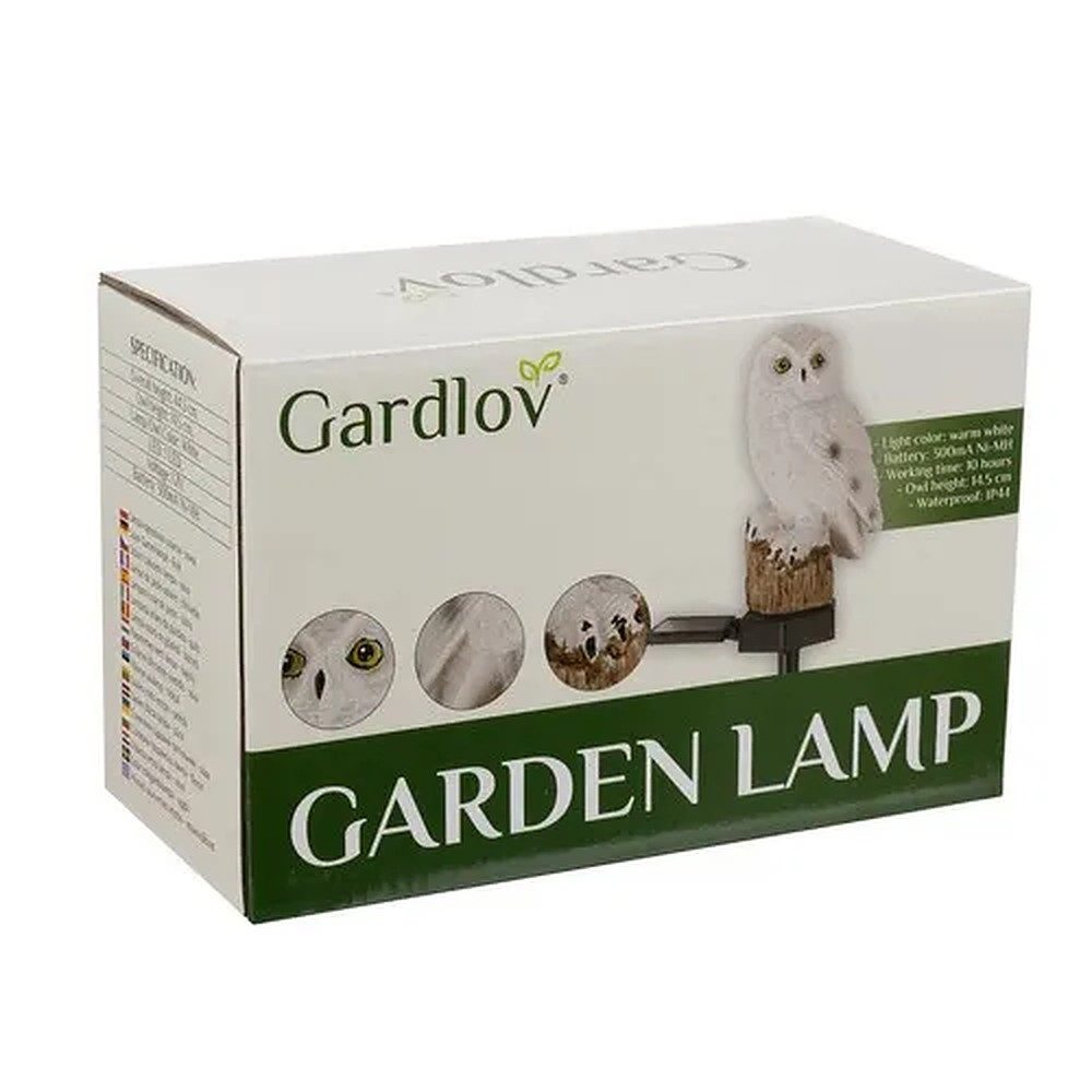 Gardlov Außen-Stehlampe Eule Solar-Gartenlampe, Beleuchtung, LED fest integriert, Tageslichtweiß, 180° verstellbar Sonneneinstrahlung, bis zu 10 Stunden Leuchtdauer