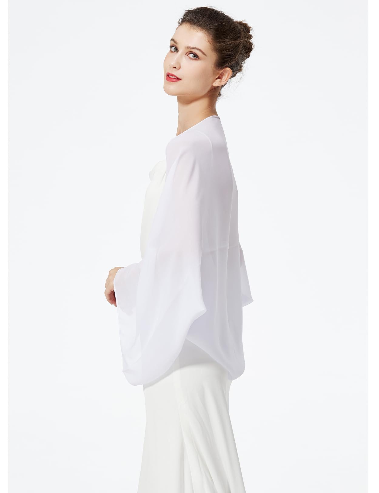 Zaewry Modeschal Damen Chiffon-Bolero, locker geschnitten, mit langen Ärmeln, ideal als Überwurf für Sommerhochzeiten, Abendveranstaltungen
