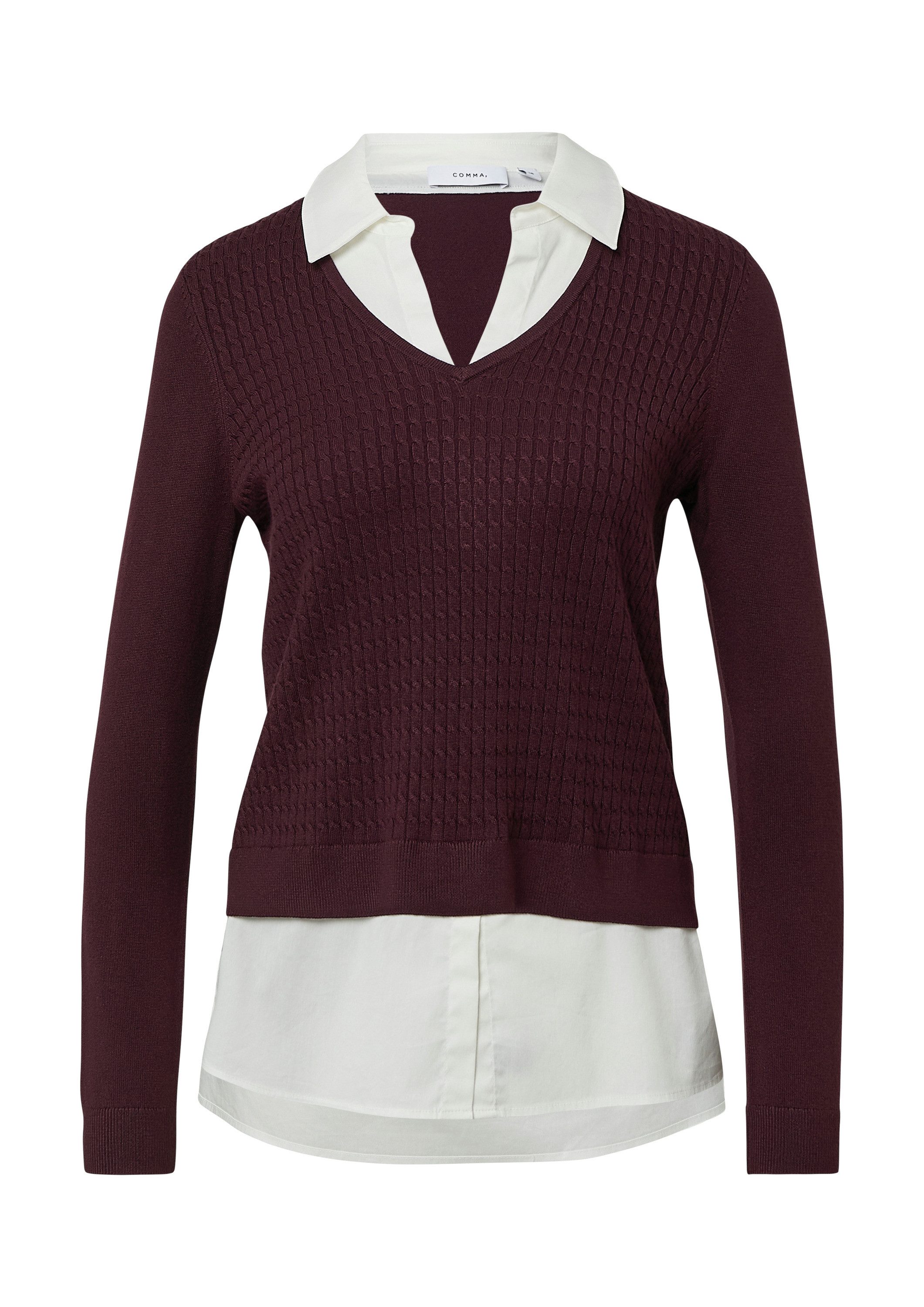 comma Longpullover Strickpullover 2-in1-Pullover in Layering-Optik günstig online kaufen
