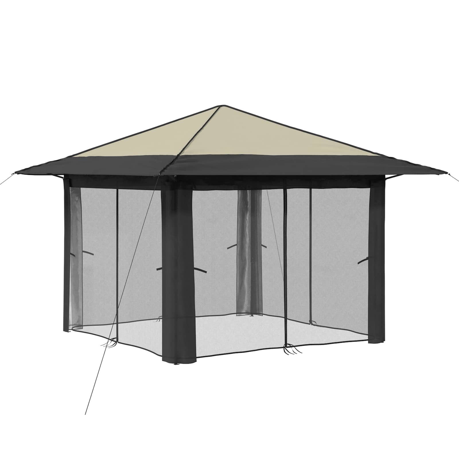 vidaXL Partyzelt Gazebo mit 4 Seitenwänden 3,3 x 3,3 m Creme und Anthrazit