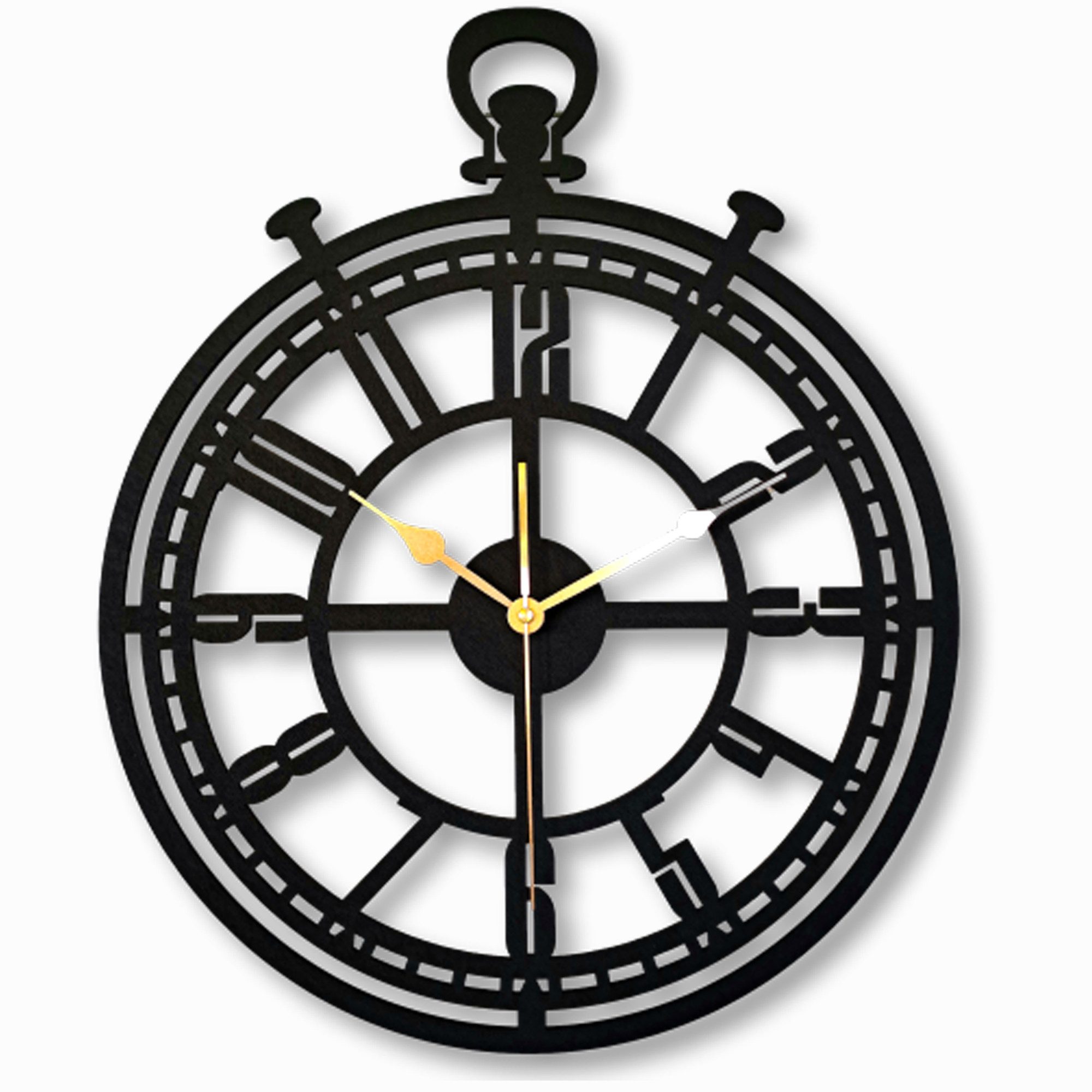 ORNAMENTI Wanduhr Grosse, moderne, geometrische, hingucker Wanduhr, Holz (römisch, römische Ziffern, ohne Ticken, Wanddeko)