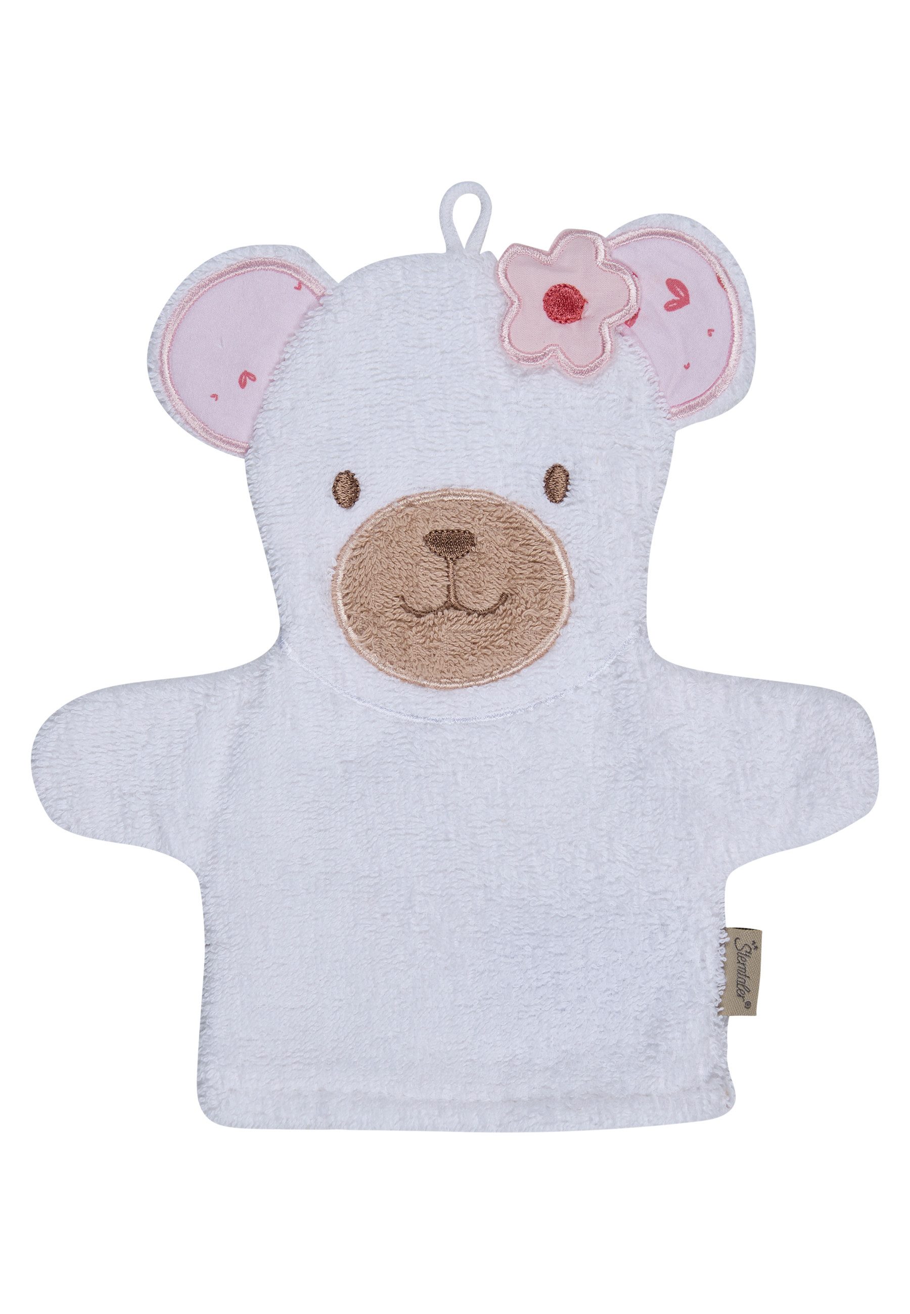 Sterntaler® Waschhandschuh Waschhandschuh BÄR Betty, Frottee (1-St), Waschhandschuh BÄR Betty, aus Frottee, 2in1 Handpuppe u Waschlappen