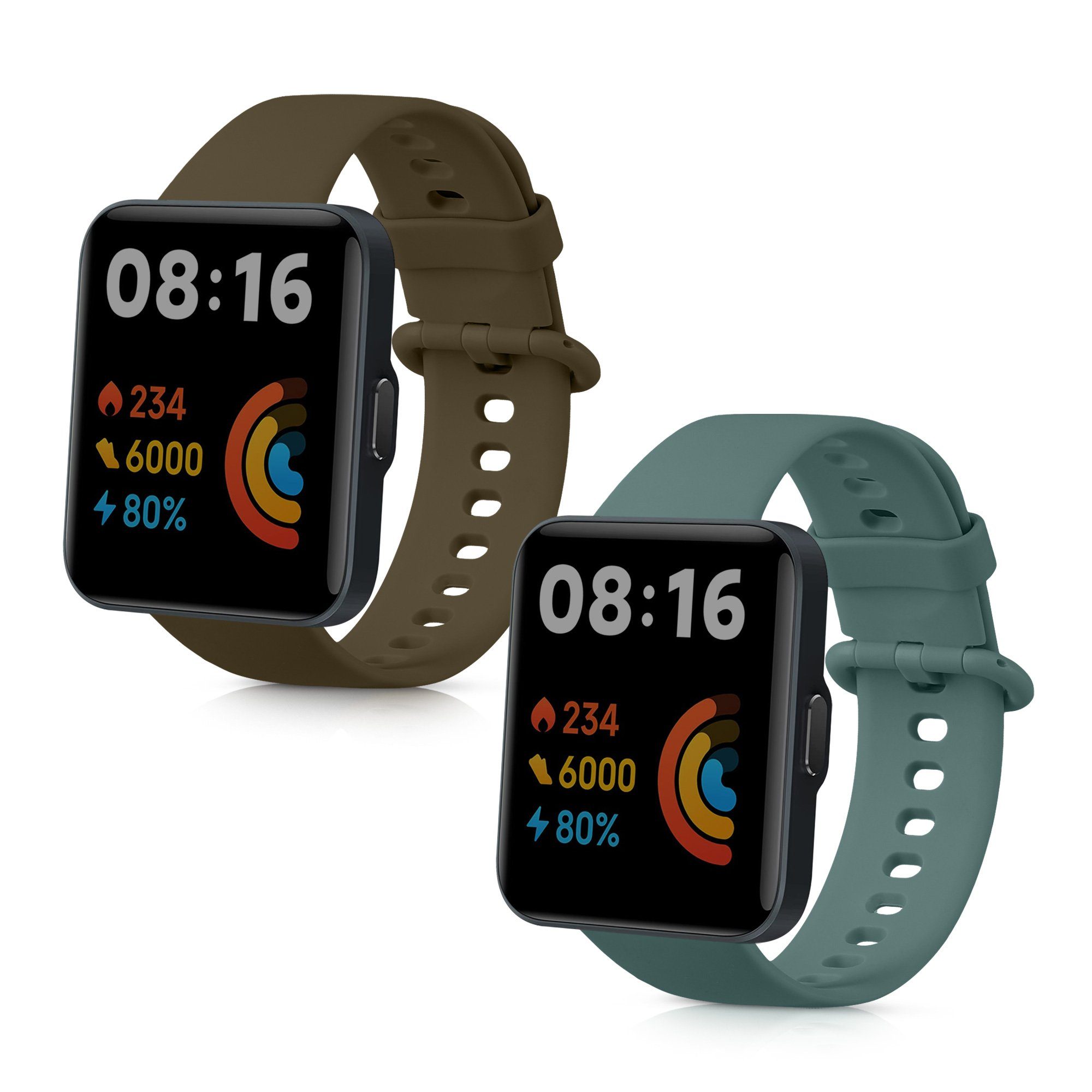 Xiaomi Uhrenarmband 2 2x für Silikon Braun Set Redmi TPU Lite, Armband Sportarmband Fitnesstracker Watch kwmobile