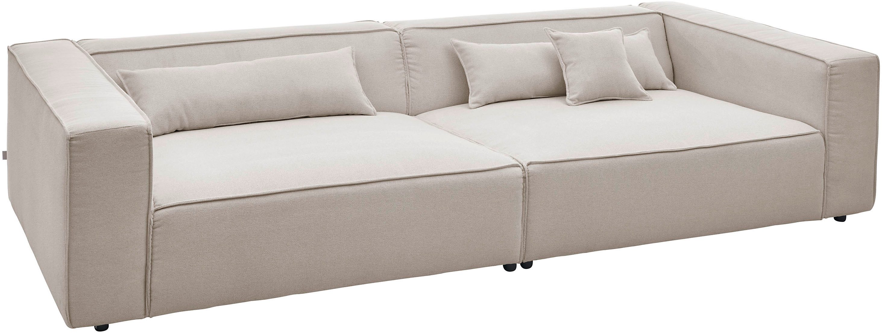 LeGer Home by Lena Gercke 3-Sitzer PIARA XXL Struktur u. Leinenoptik, Sofa mit Kedernaht, schwarze Füße, bequemer Sitzkomfort, extra tiefe Sitzfläche – Bild 5 von 5