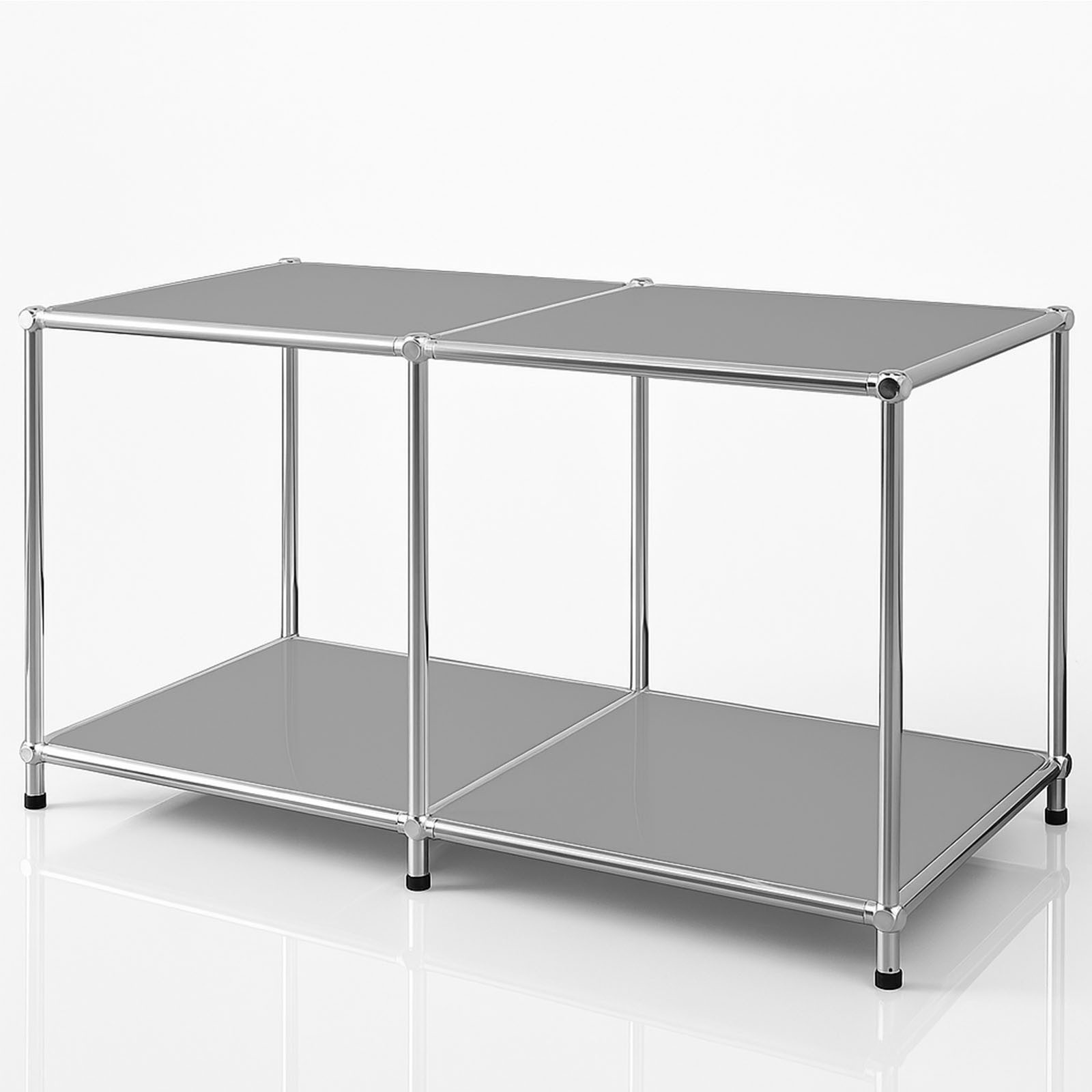 Floordirekt Lowboard Concept Epure MK-016 Sideboard & Ablageregal, B78 × T40 × H46 cm (modular, kratzfeste Pulverbeschichtung), Regal mit offenen Ablagen, verchromtes Metallgestell, Couchtisch