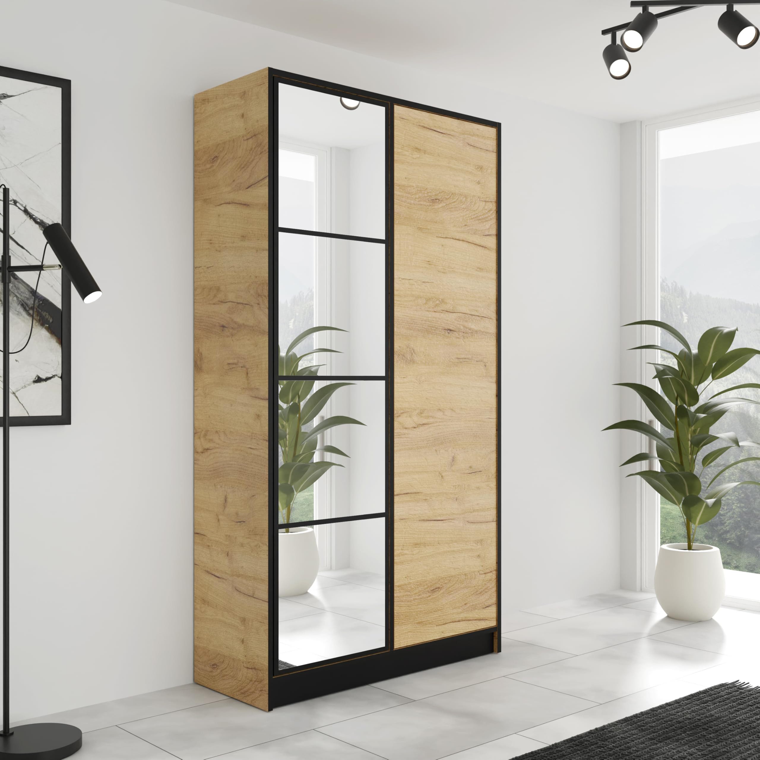 KIER FURNITURE Drehtürenschrank Kleiderschrank mit Spiegel - Schrank Schlaf günstig online kaufen