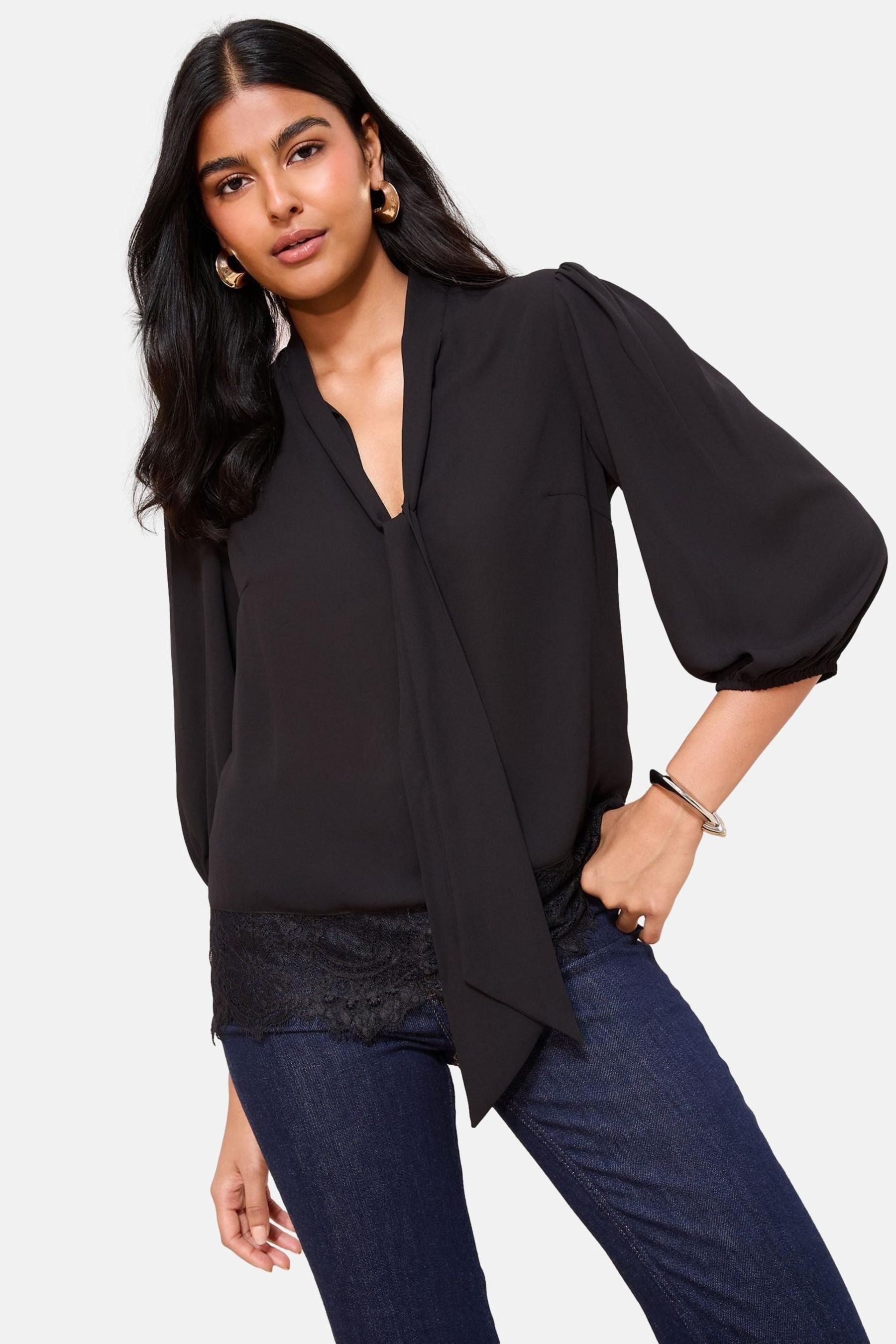 Friends Like These Spitzenbluse Friends Like These Schluppenbluse, Petite (1-tlg)