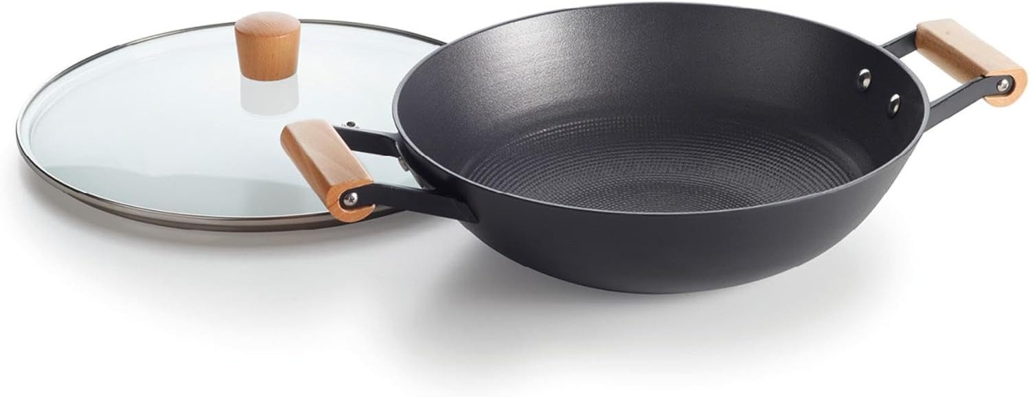 Qulinart by Brandt Wok mit Deckel Gusseisen 30x5,5 cm schwarz