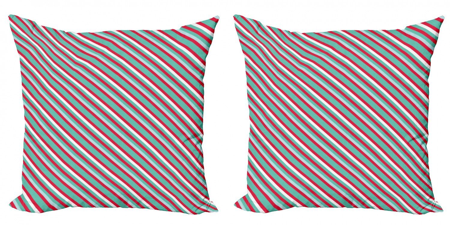 Kissenbezüge Modern Accent Doppelseitiger Digitaldruck, Abakuhaus (2 Stück), Streifen Weihnachten Vibe einfache Linien | Kissenbezüge