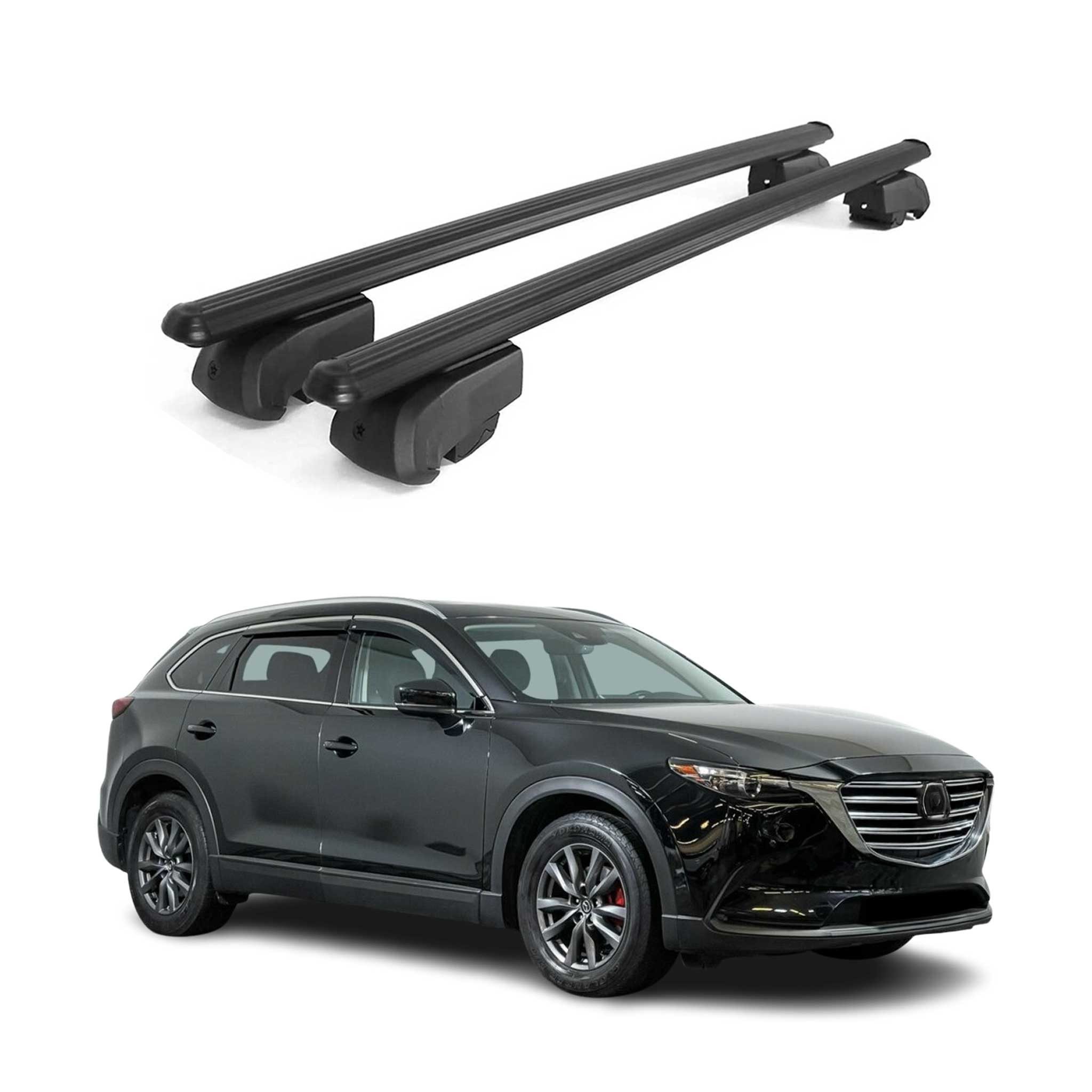 OMAC Dachträger Gepäckträger für Mazda CX-9 2016-2023 Querträger ABE Alu Schwarz (2-St), Wasserbeständig,Abnehmbar,Multifunktional,Leichtgewichtig