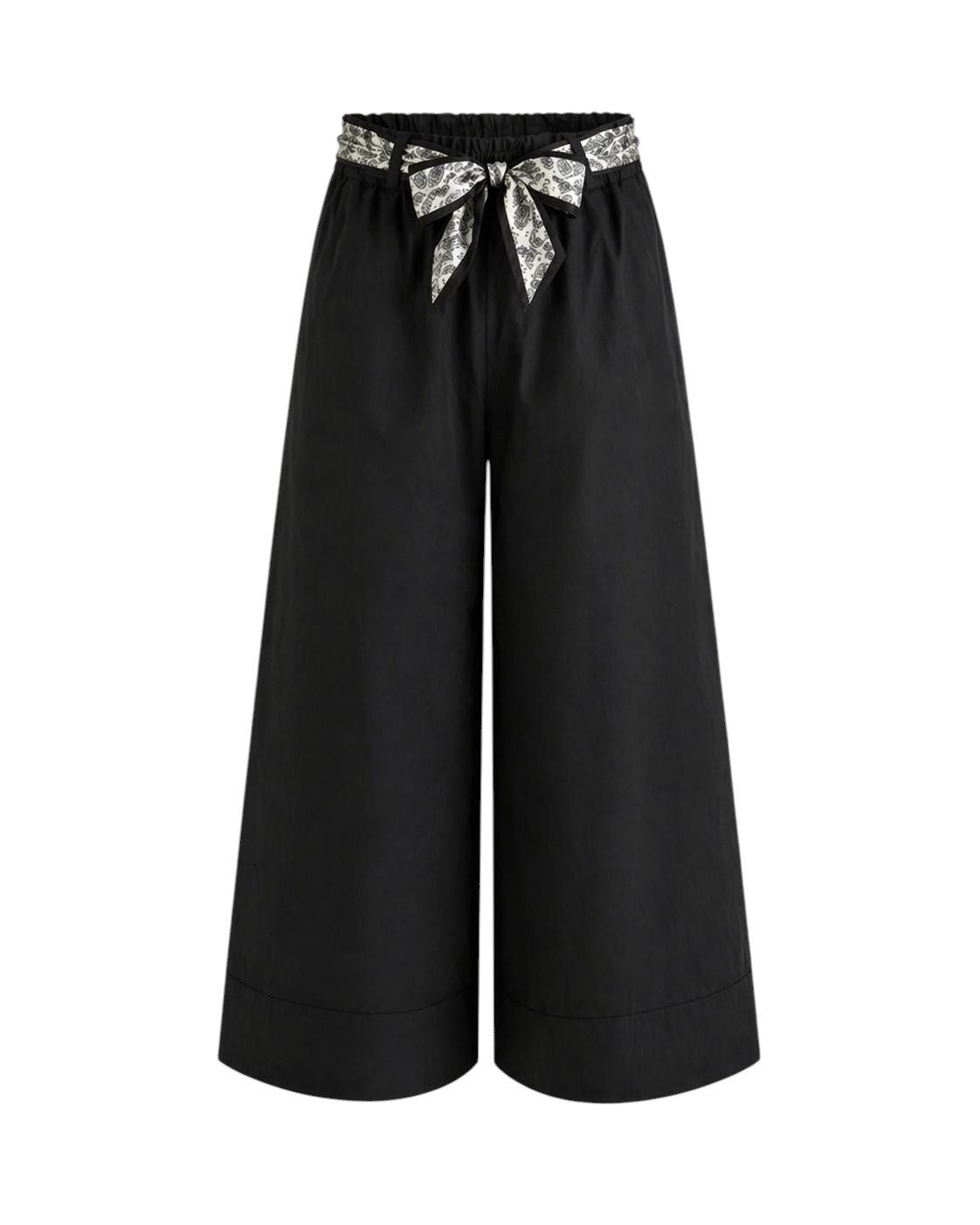 Mississhop Palazzohose Damen Culotte Hose weit mit elastischem Bund und Stoffgürtel 2093 – Bild 2 von 5