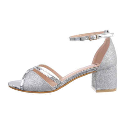 Ital-Design »Damen Abendschuhe Party & Clubwear« Sandalette Blockabsatz Sandalen & Sandaletten in Silber