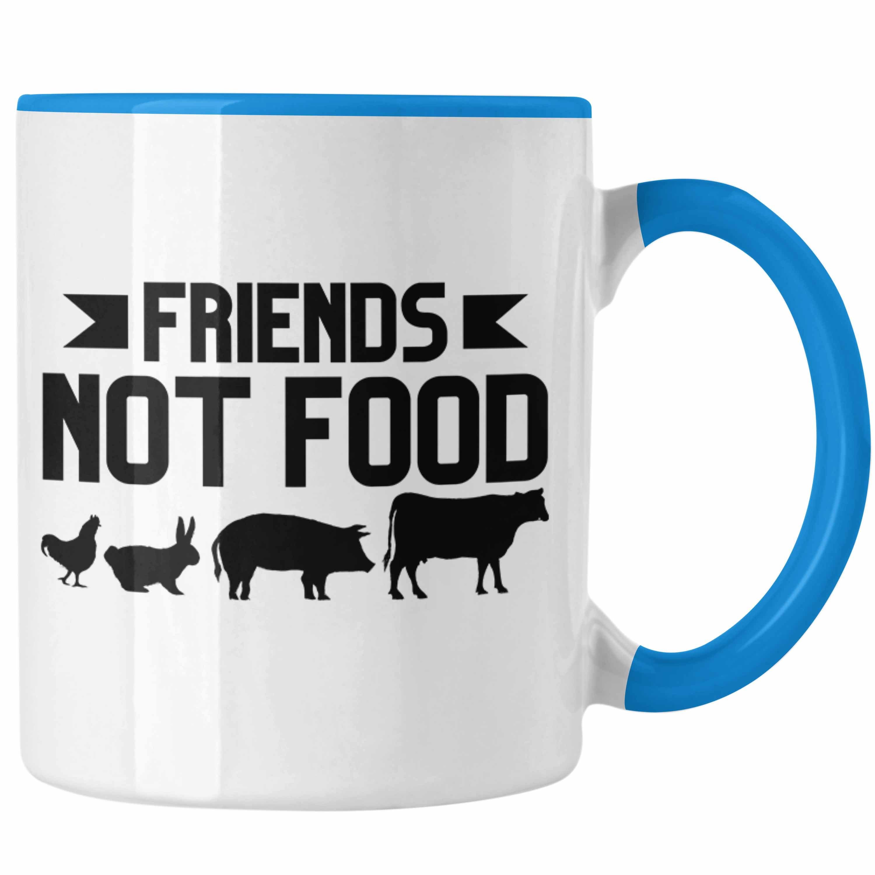 Trendation Tasse Trendation - Veganer Vegane Vegan Lebensweise Geschenkidee Food Geschenk Friends Not Spruch Lustiger Spruch Blau Tasse